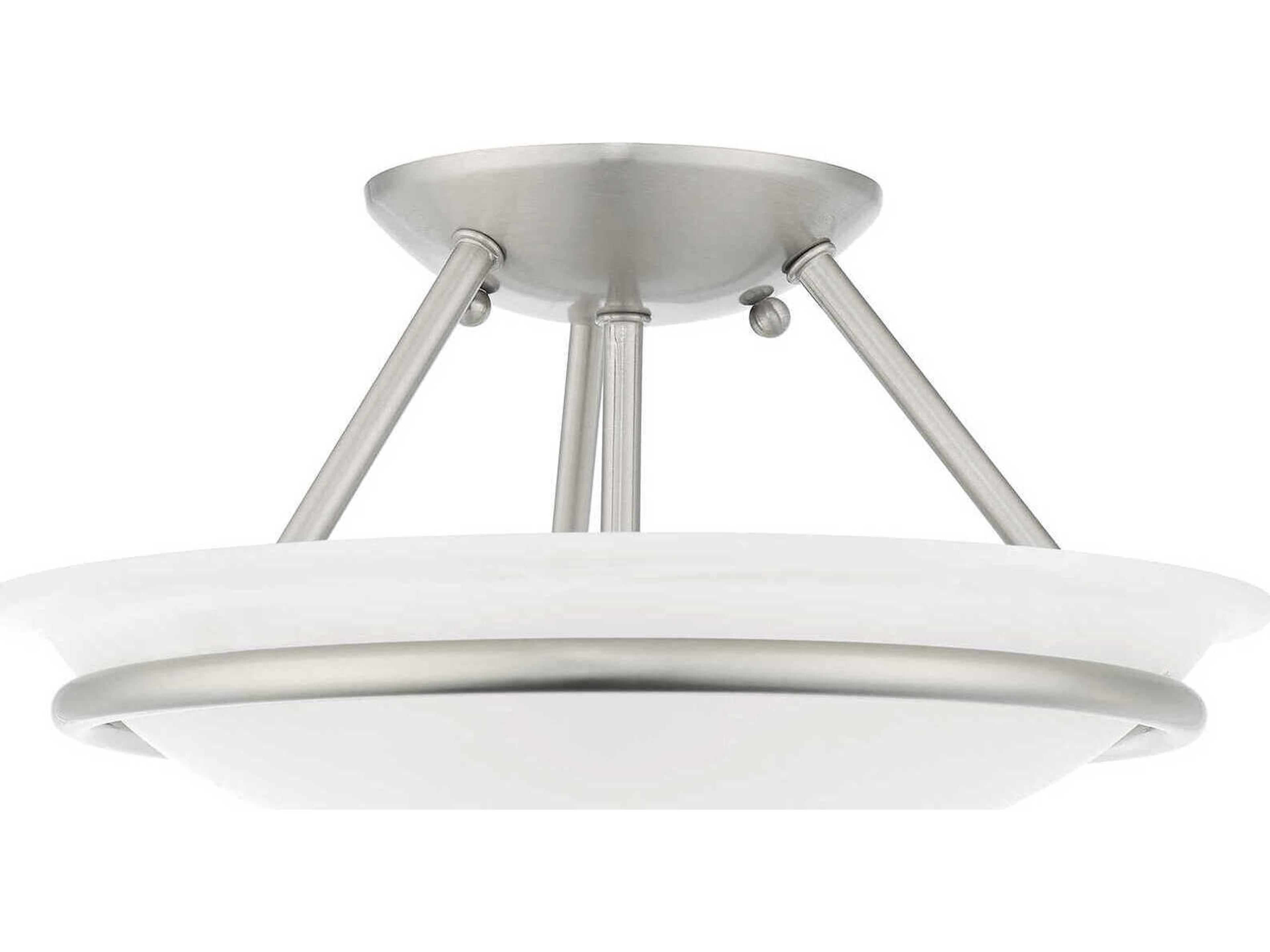 Livex Lighting Newburgh 2-Light Brushed Nickel Glass Bowl Semi Flush Mount