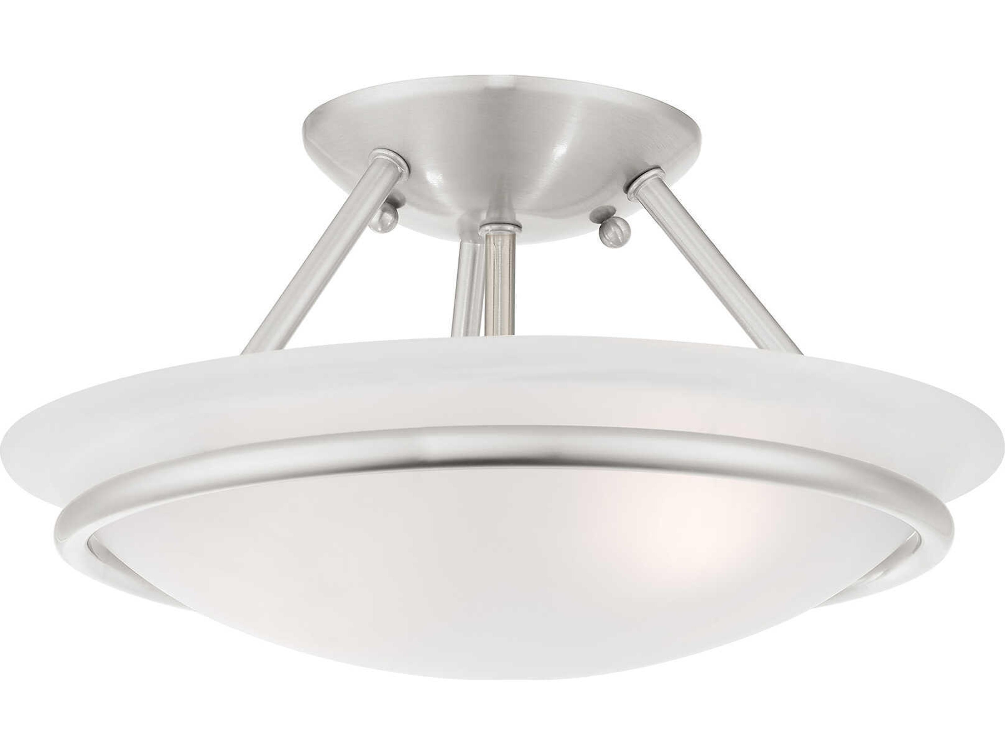 Livex Lighting Newburgh 2-Light Brushed Nickel Glass Bowl Semi Flush Mount