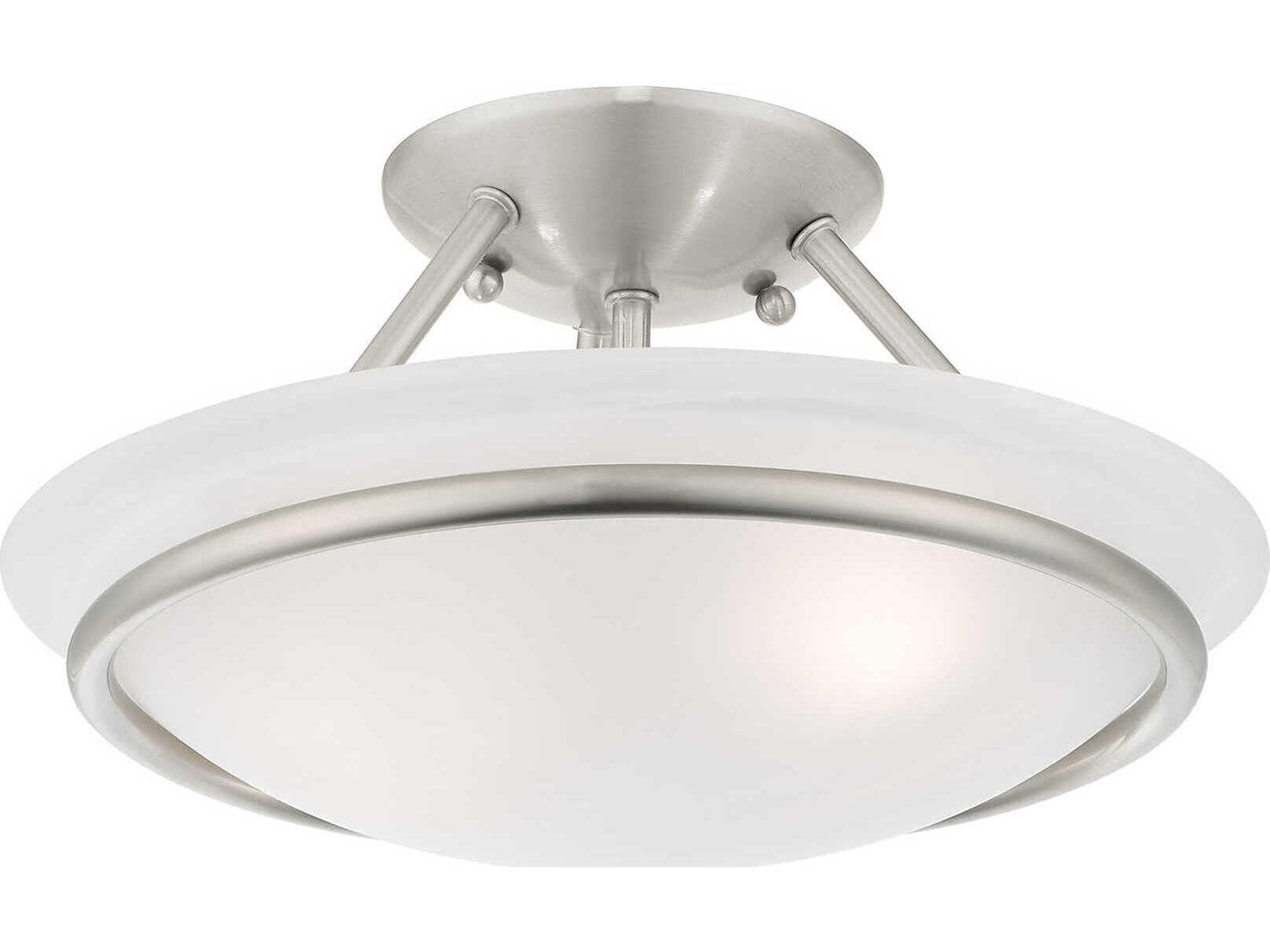 Livex Lighting Newburgh 2-Light Brushed Nickel Glass Bowl Semi Flush Mount