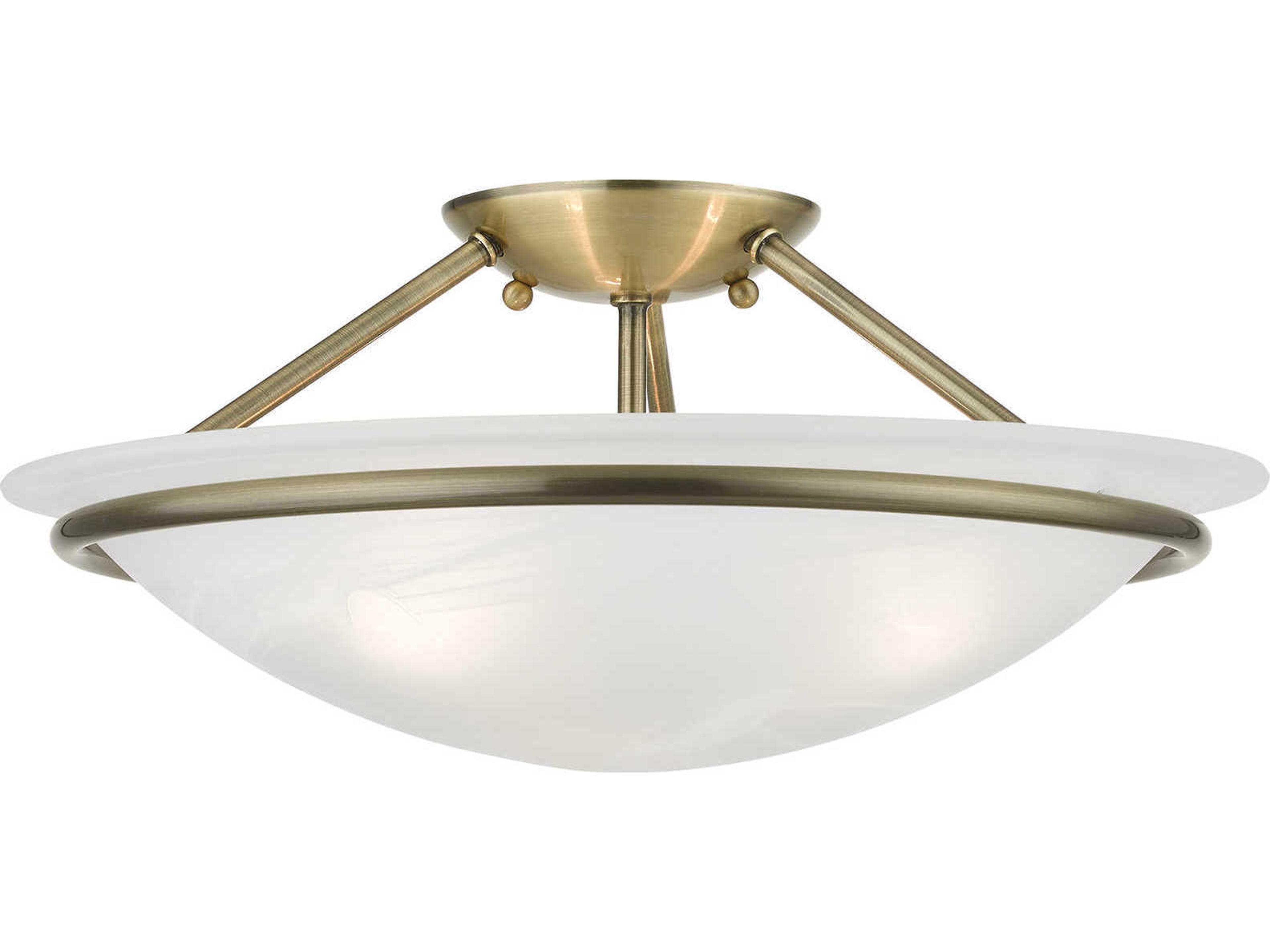 Newburgh 3-Light Antique Brass Glass Bowl Semi Flush Mount