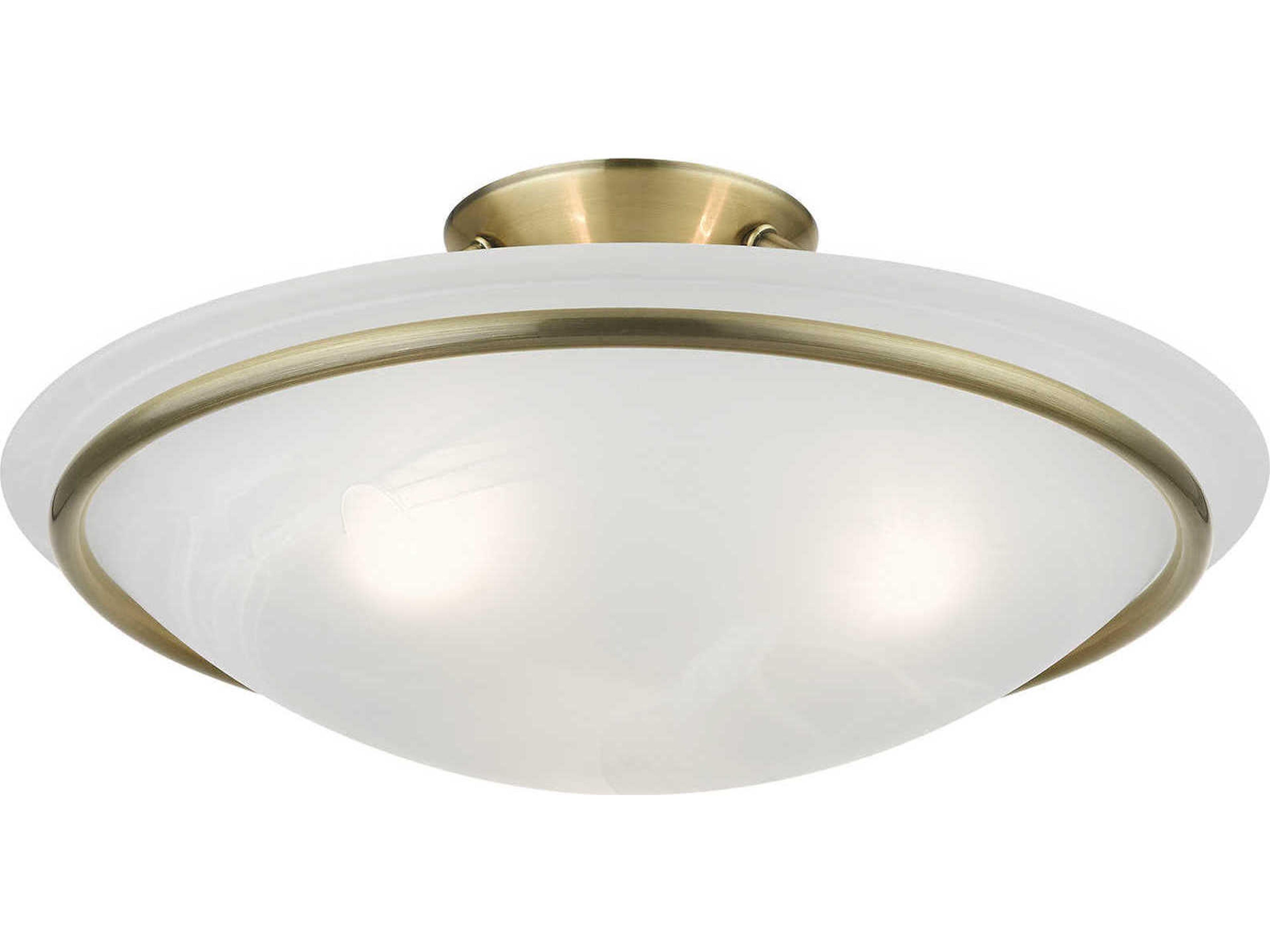 Livex Lighting Newburgh 3-Light Antique Brass Glass Bowl Semi Flush Mount