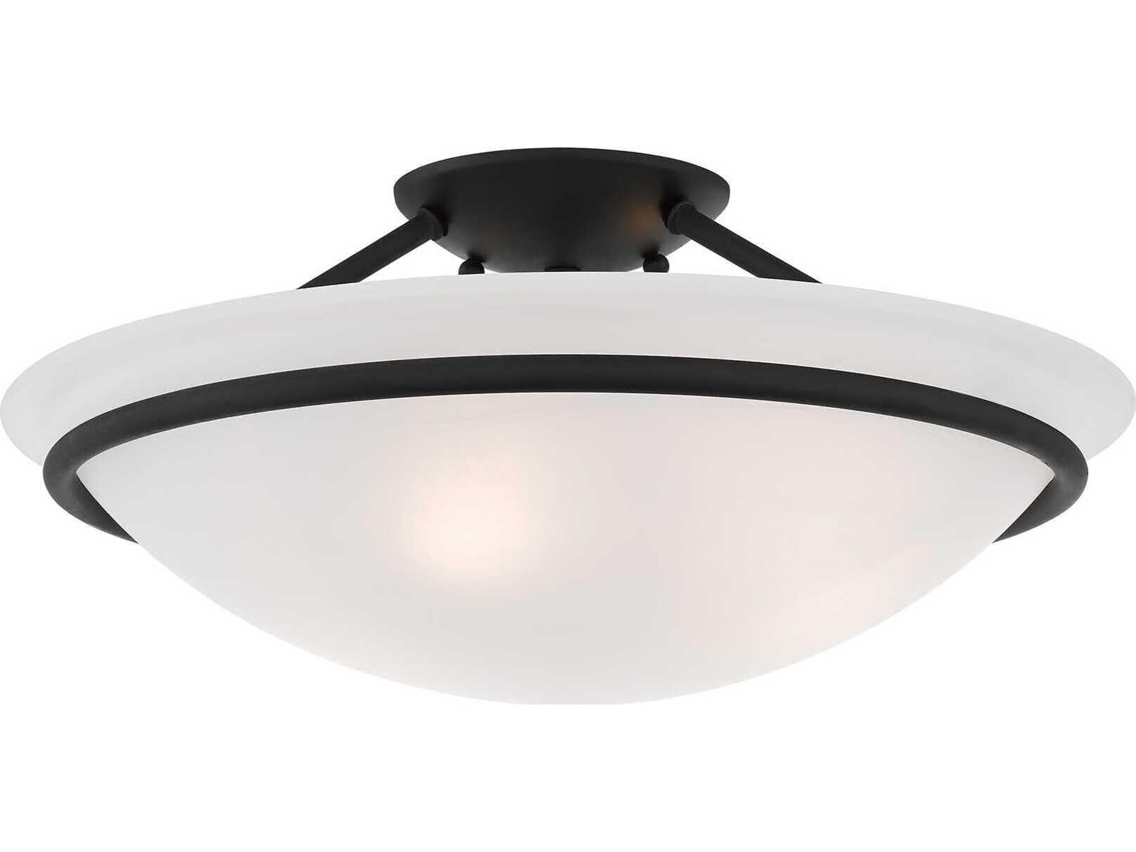 Livex Lighting Newburgh 3-Light Black Glass Bowl Semi Flush Mount
