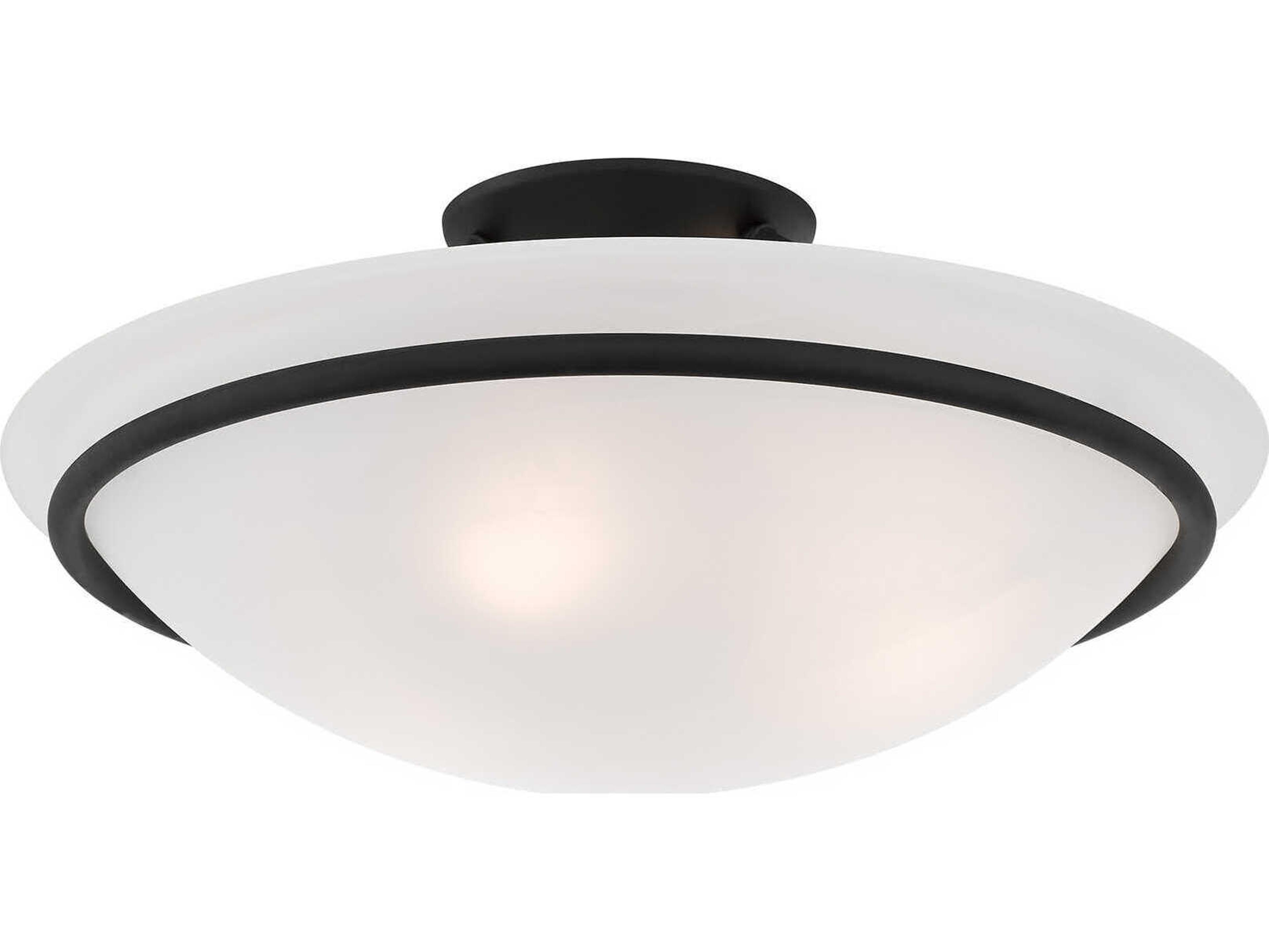 Livex Lighting Newburgh 3-Light Black Glass Bowl Semi Flush Mount