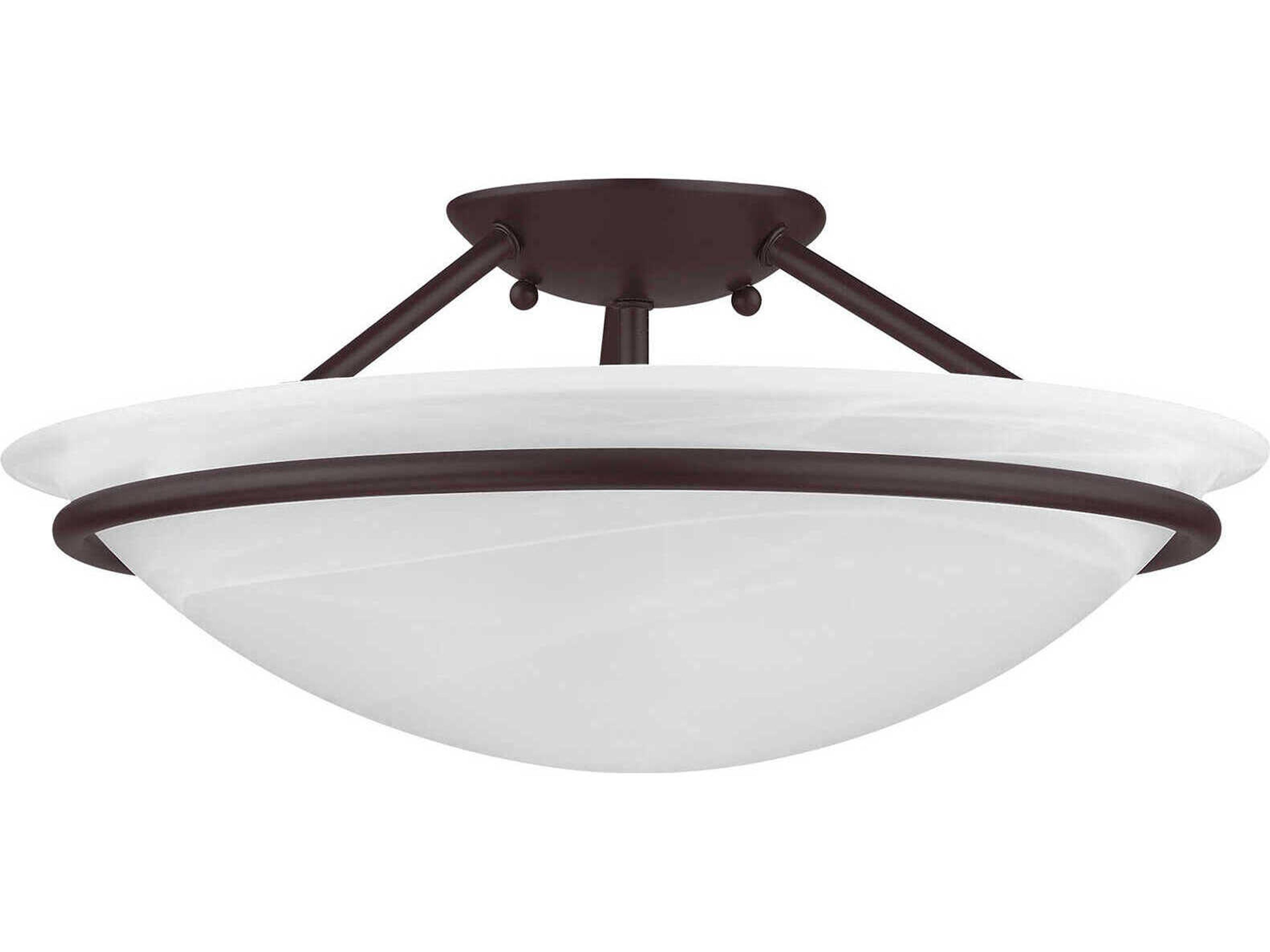 Livex Lighting Newburgh 3-Light Bronze Glass Bowl Semi Flush Mount