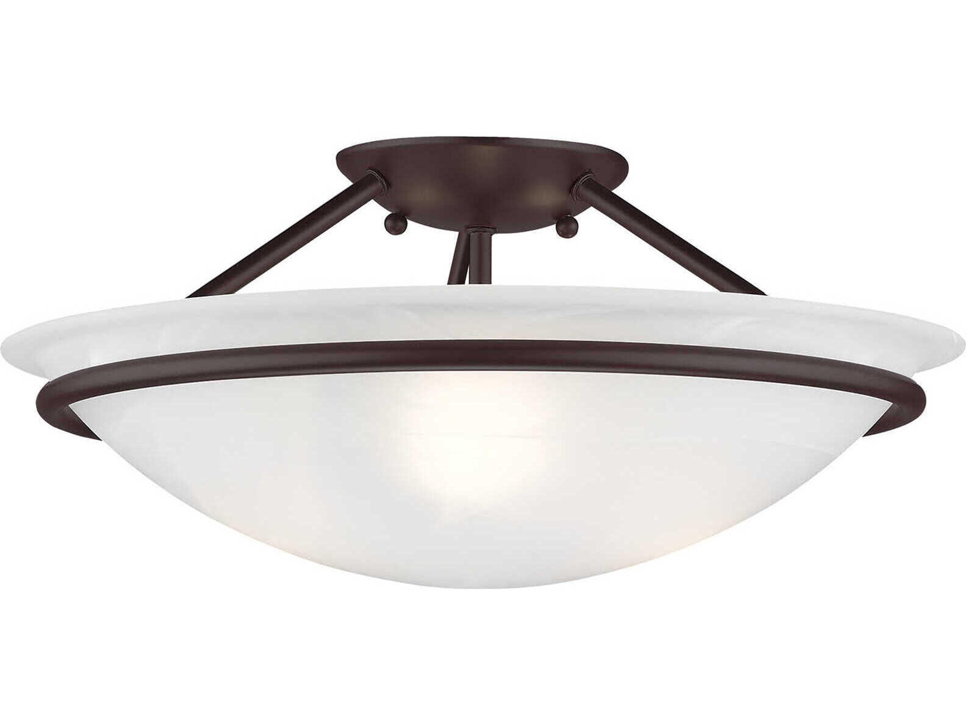 Livex Lighting Newburgh 3-Light Bronze Glass Bowl Semi Flush Mount