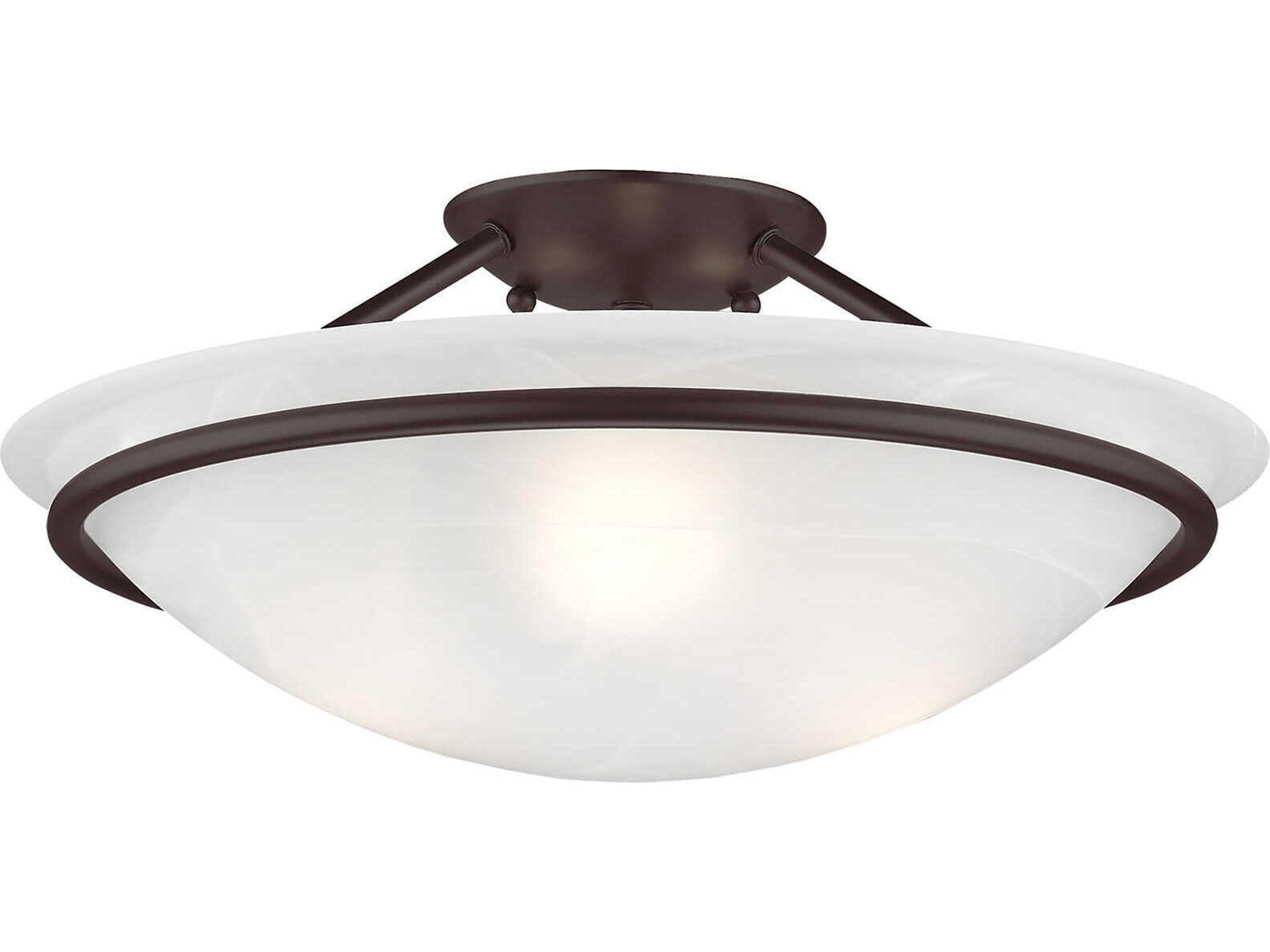 Livex Lighting Newburgh 3-Light Bronze Glass Bowl Semi Flush Mount