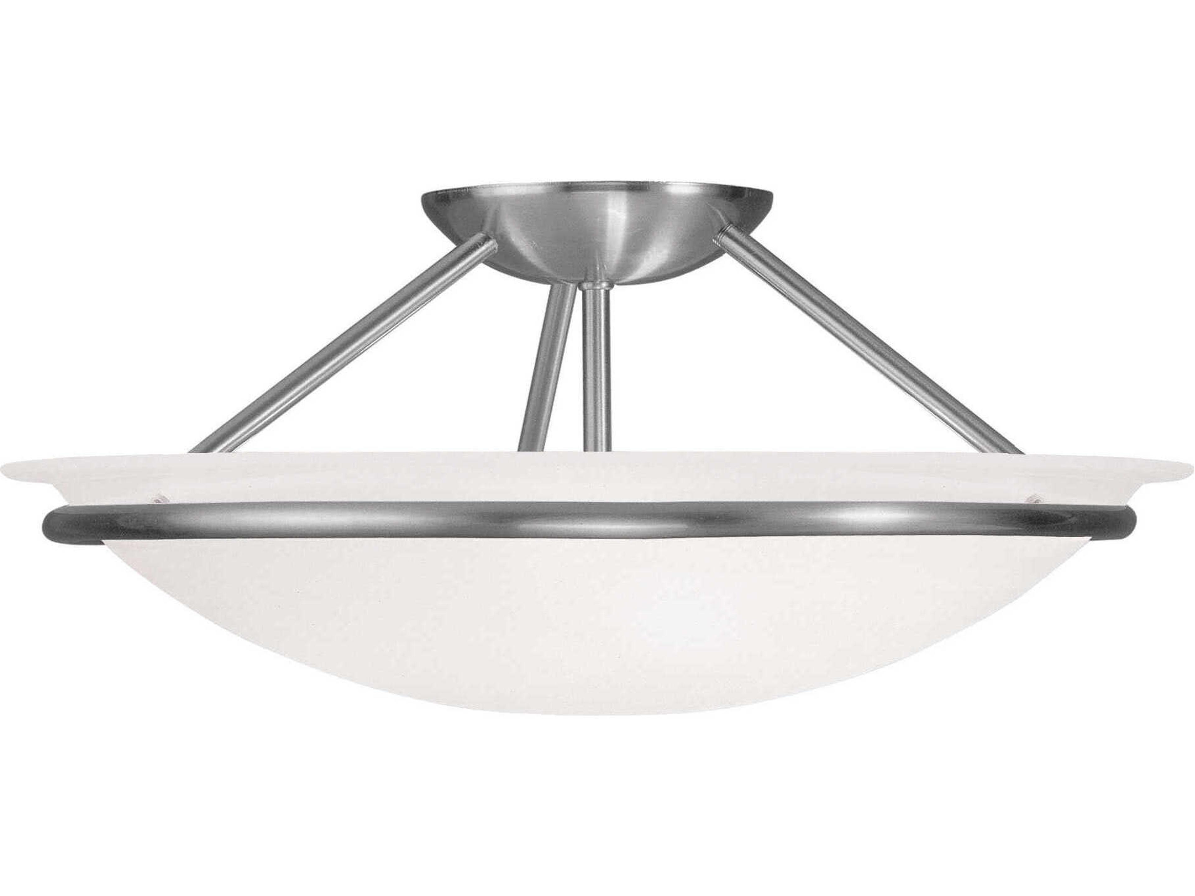 Newburgh 3-Light Brushed Nickel Glass Bowl Semi Flush Mount