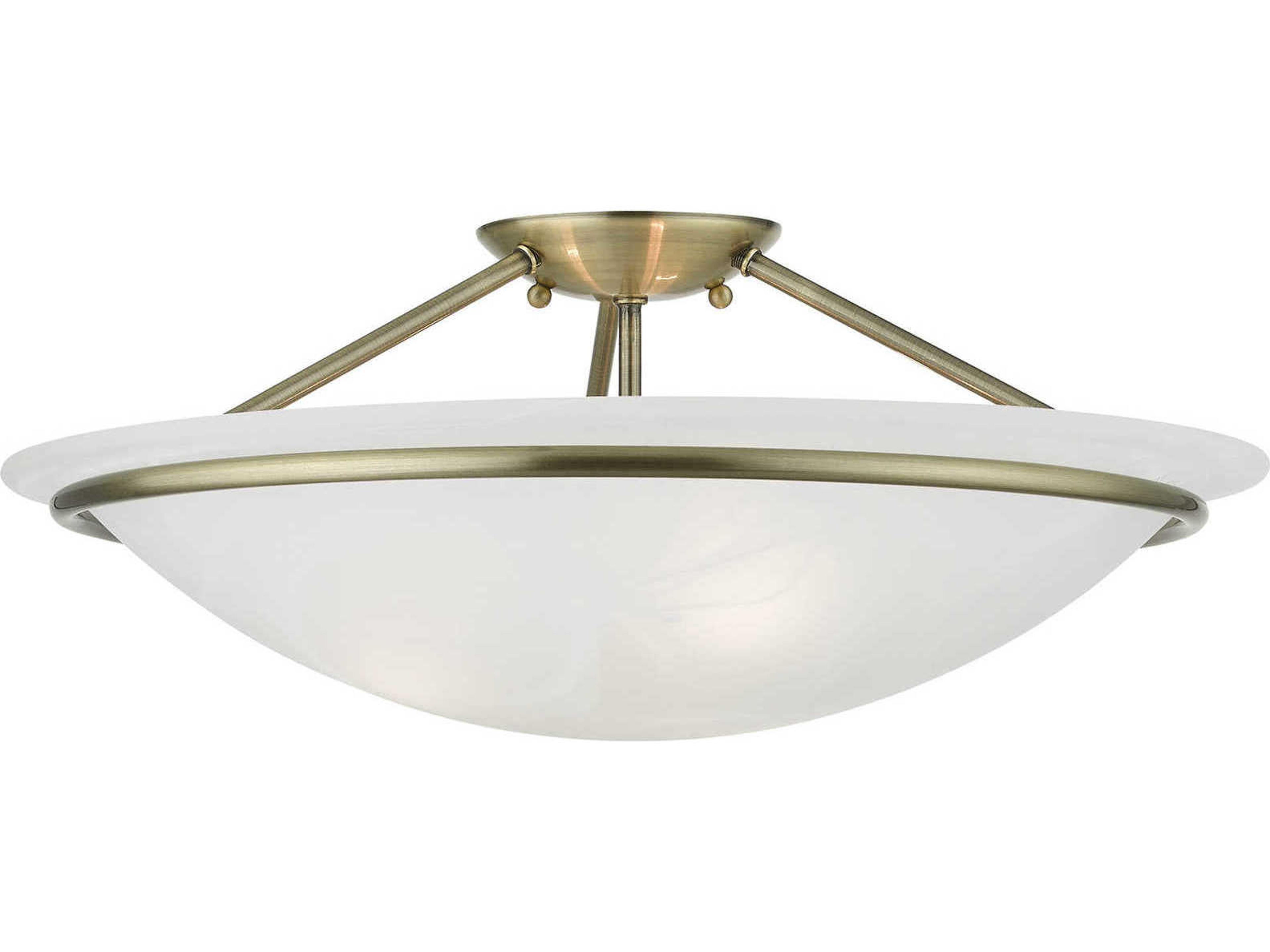 Newburgh 3-Light Antique Brass Glass Bowl Semi Flush Mount