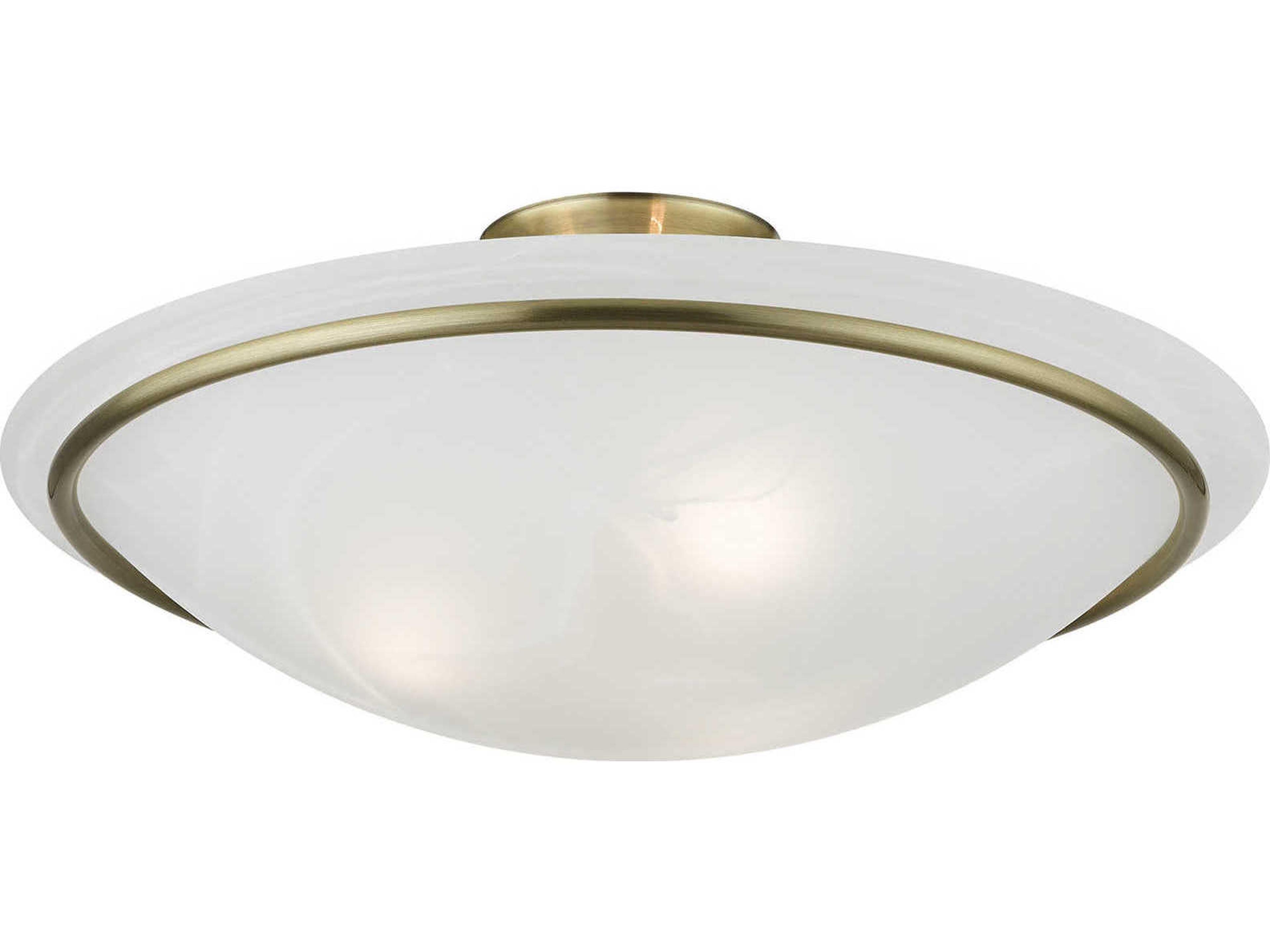 Livex Lighting Newburgh 3-Light Antique Brass Glass Bowl Semi Flush Mount
