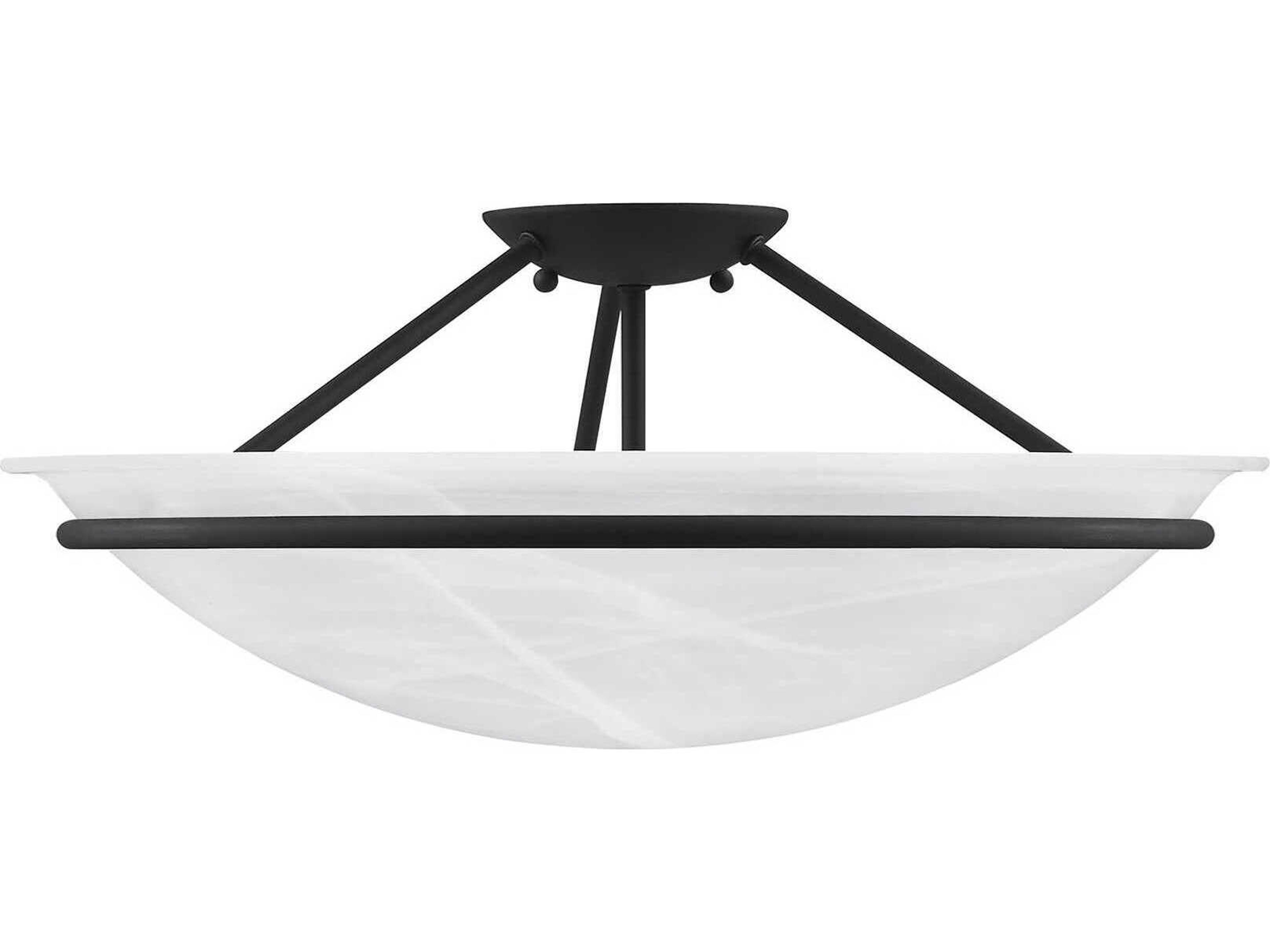 Livex Lighting Newburgh 3-Light Black Glass Bowl Semi Flush Mount