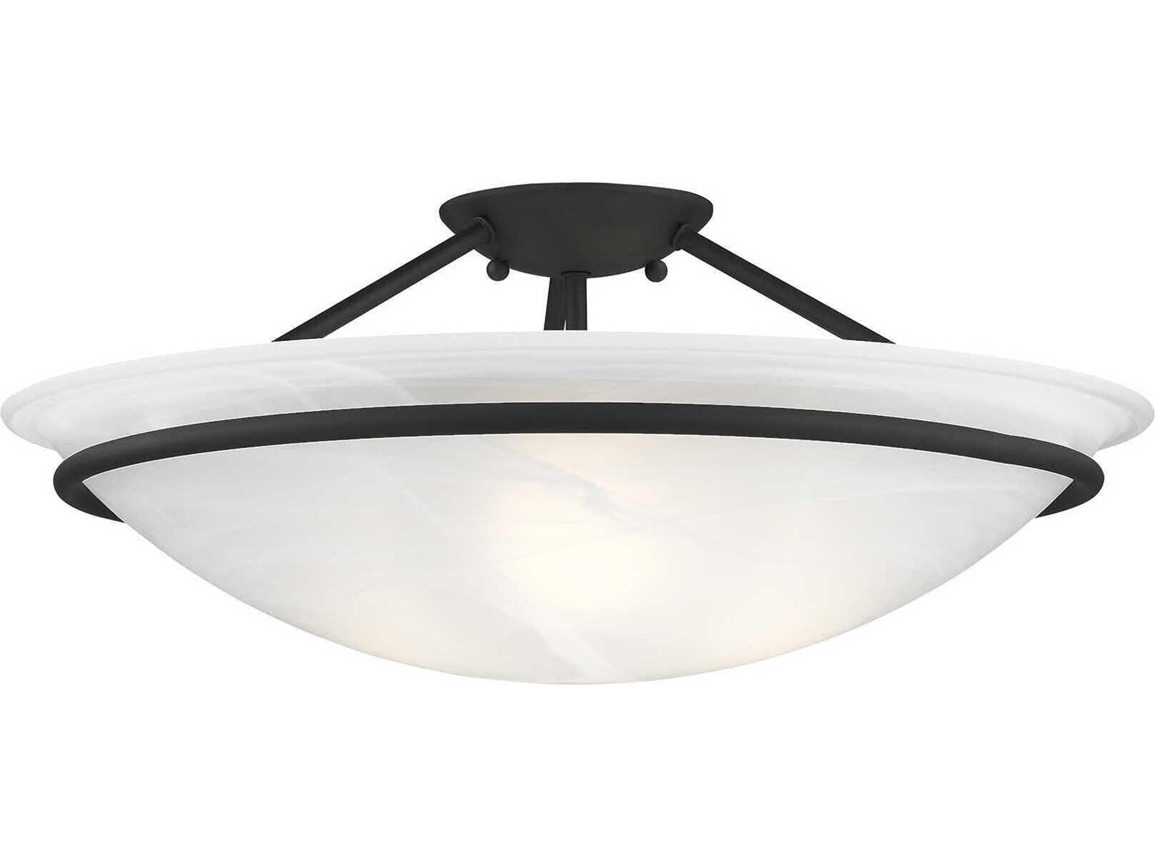 Livex Lighting Newburgh 3-Light Black Glass Bowl Semi Flush Mount