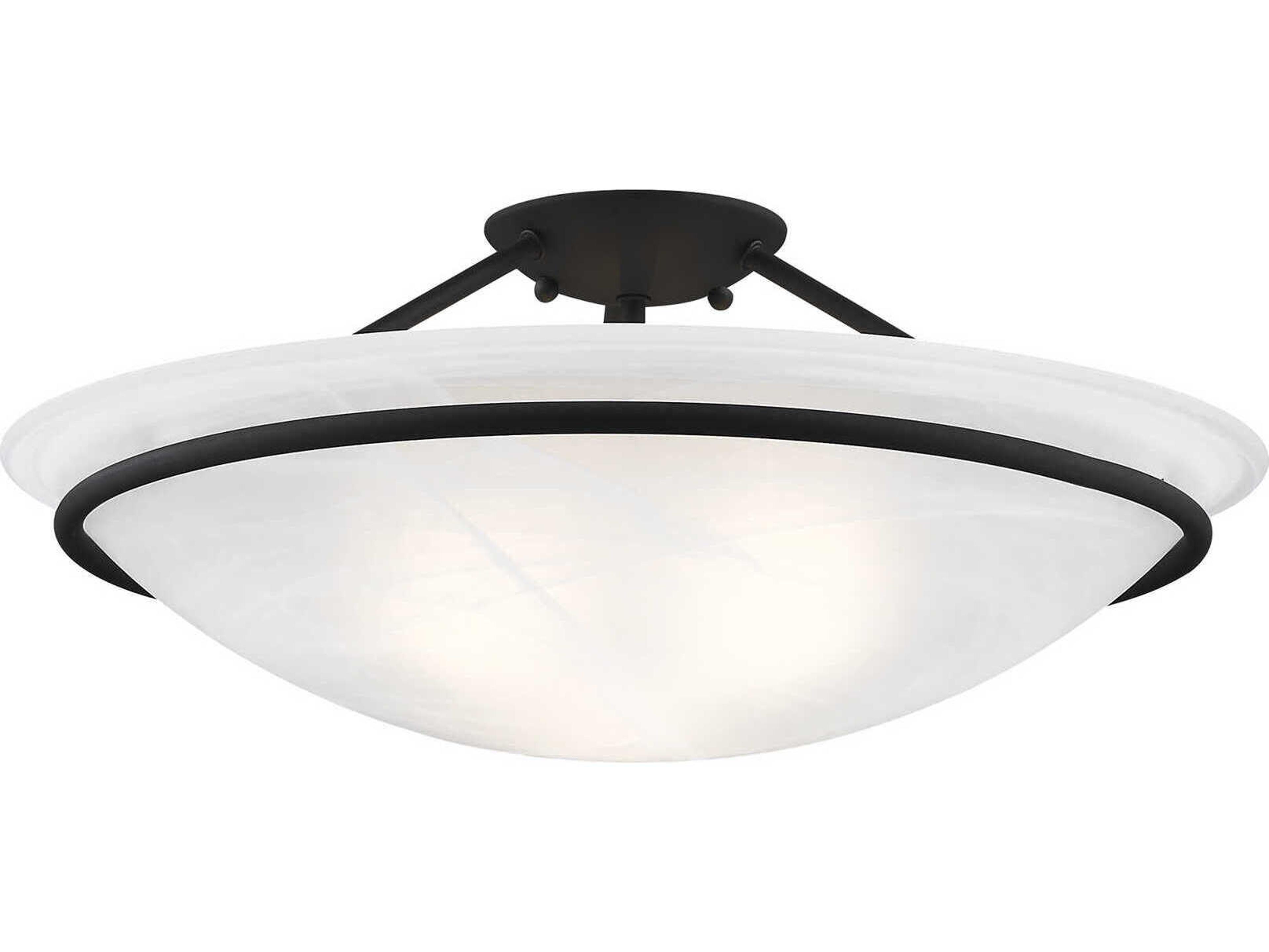 Livex Lighting Newburgh 3-Light Black Glass Bowl Semi Flush Mount