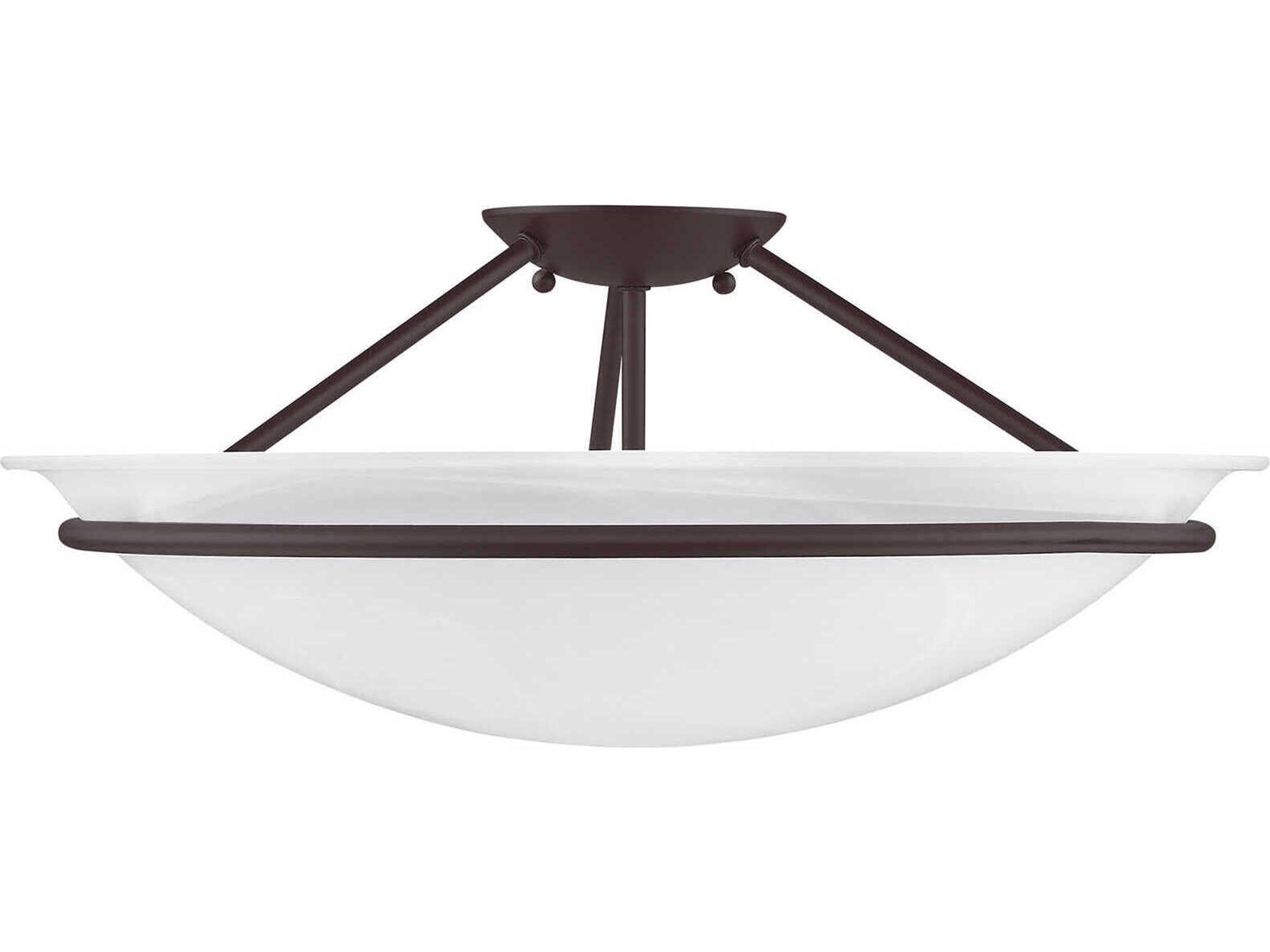 Livex Lighting Newburgh 3-Light Bronze Glass Bowl Semi Flush Mount