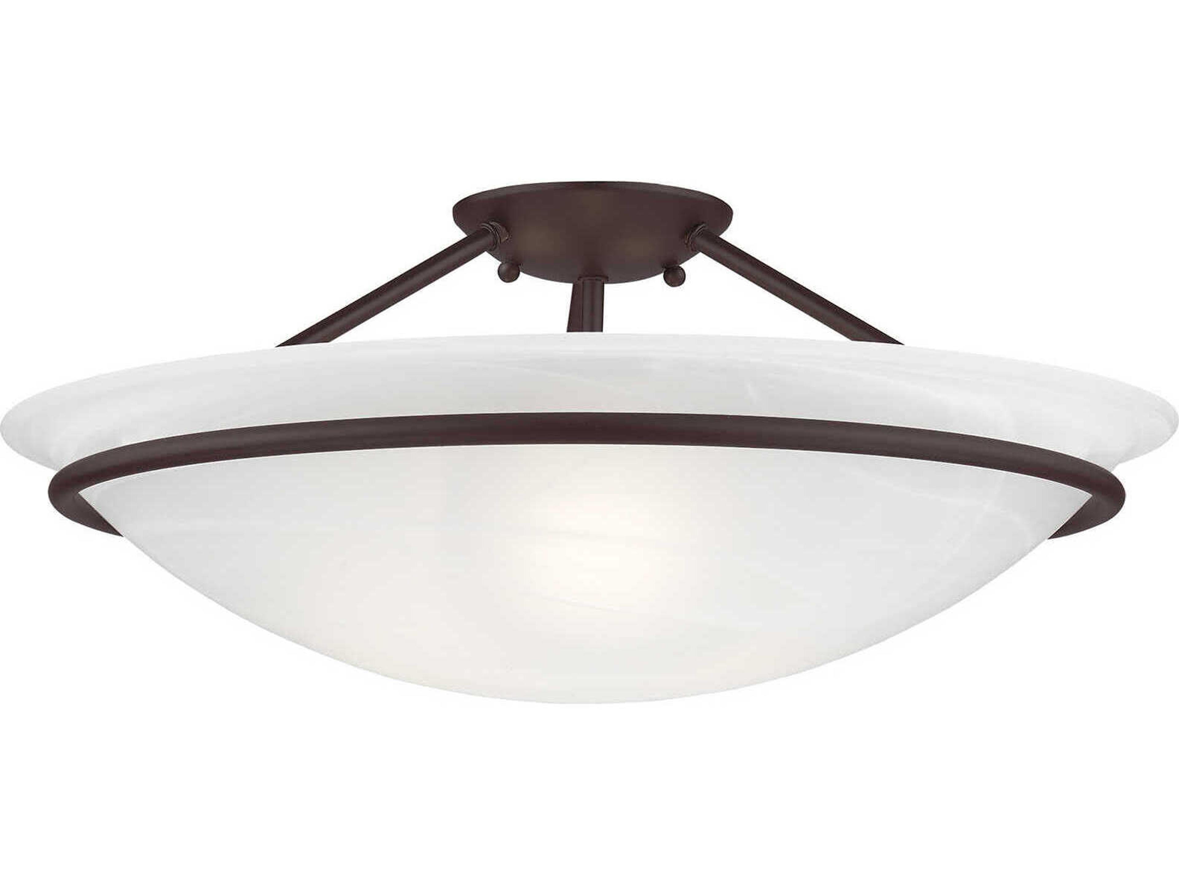 Livex Lighting Newburgh 3-Light Bronze Glass Bowl Semi Flush Mount
