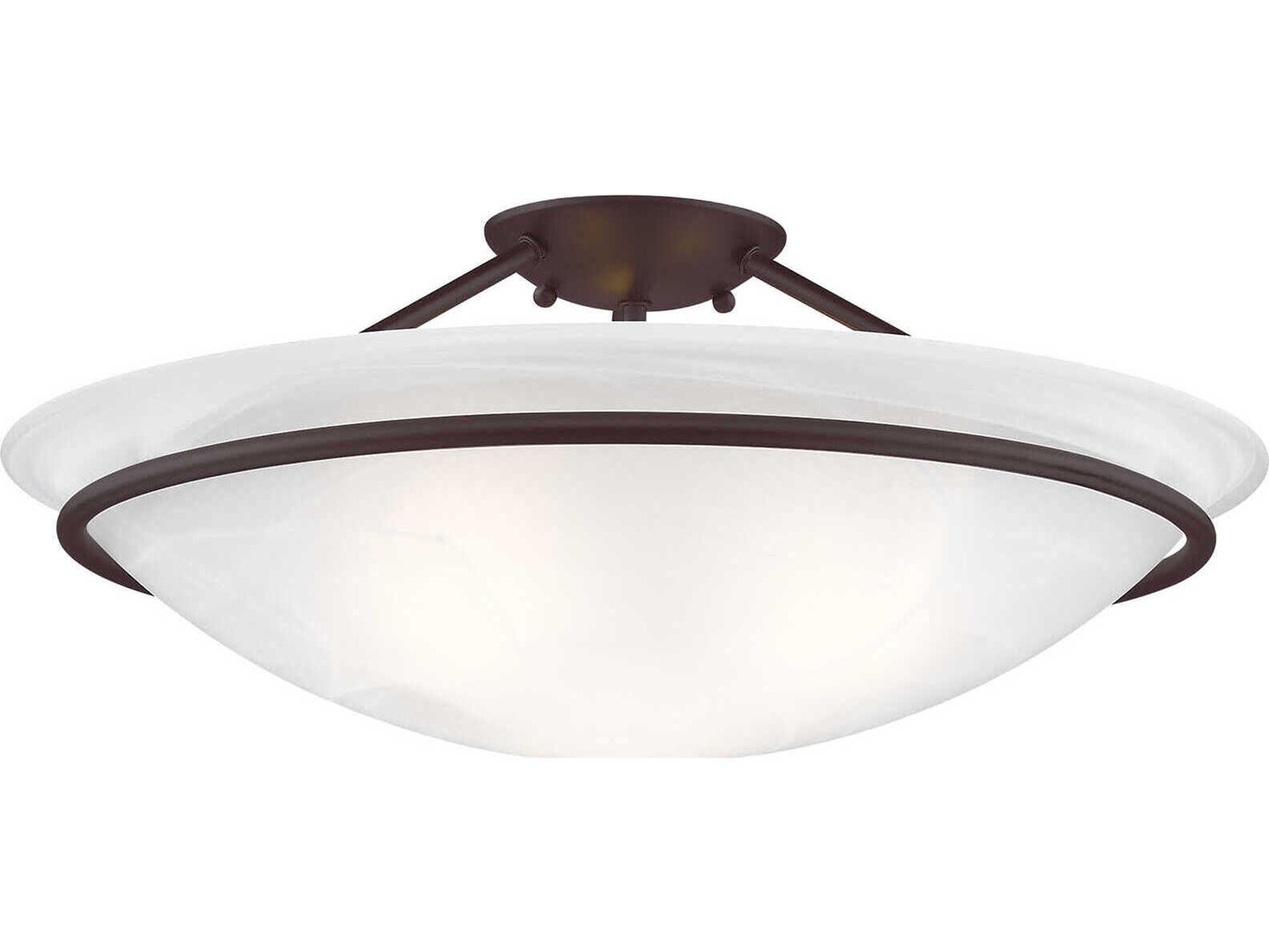 Livex Lighting Newburgh 3-Light Bronze Glass Bowl Semi Flush Mount