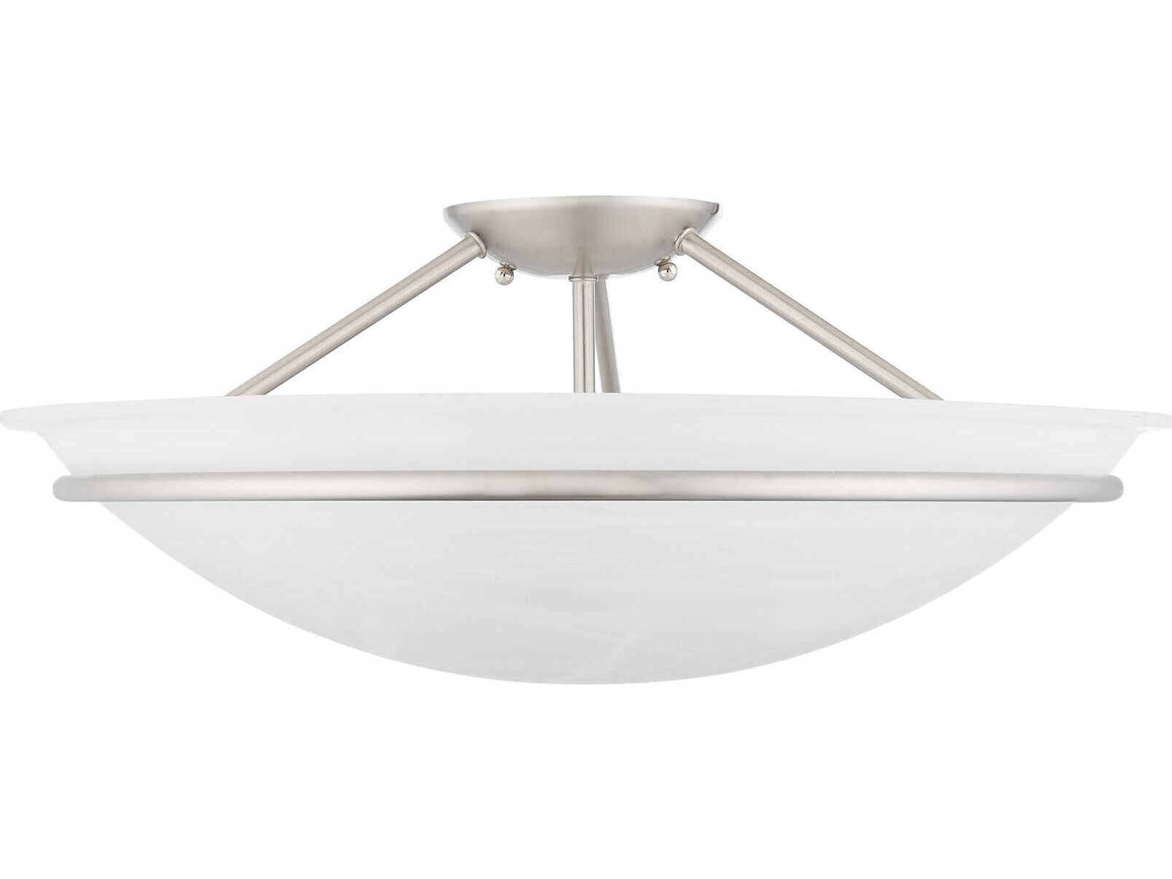 Livex Lighting Newburgh 3-Light Brushed Nickel Glass Bowl Semi Flush Mount