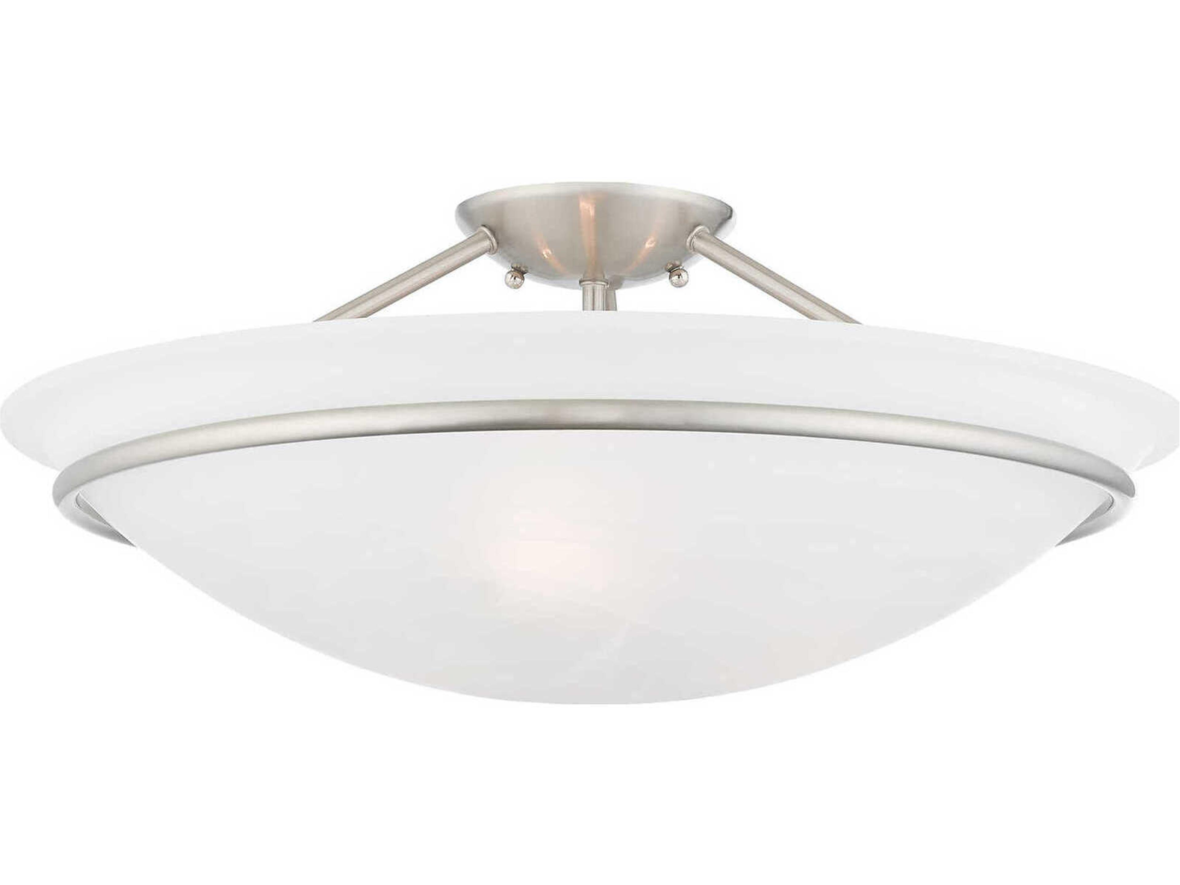 Livex Lighting Newburgh 3-Light Brushed Nickel Glass Bowl Semi Flush Mount