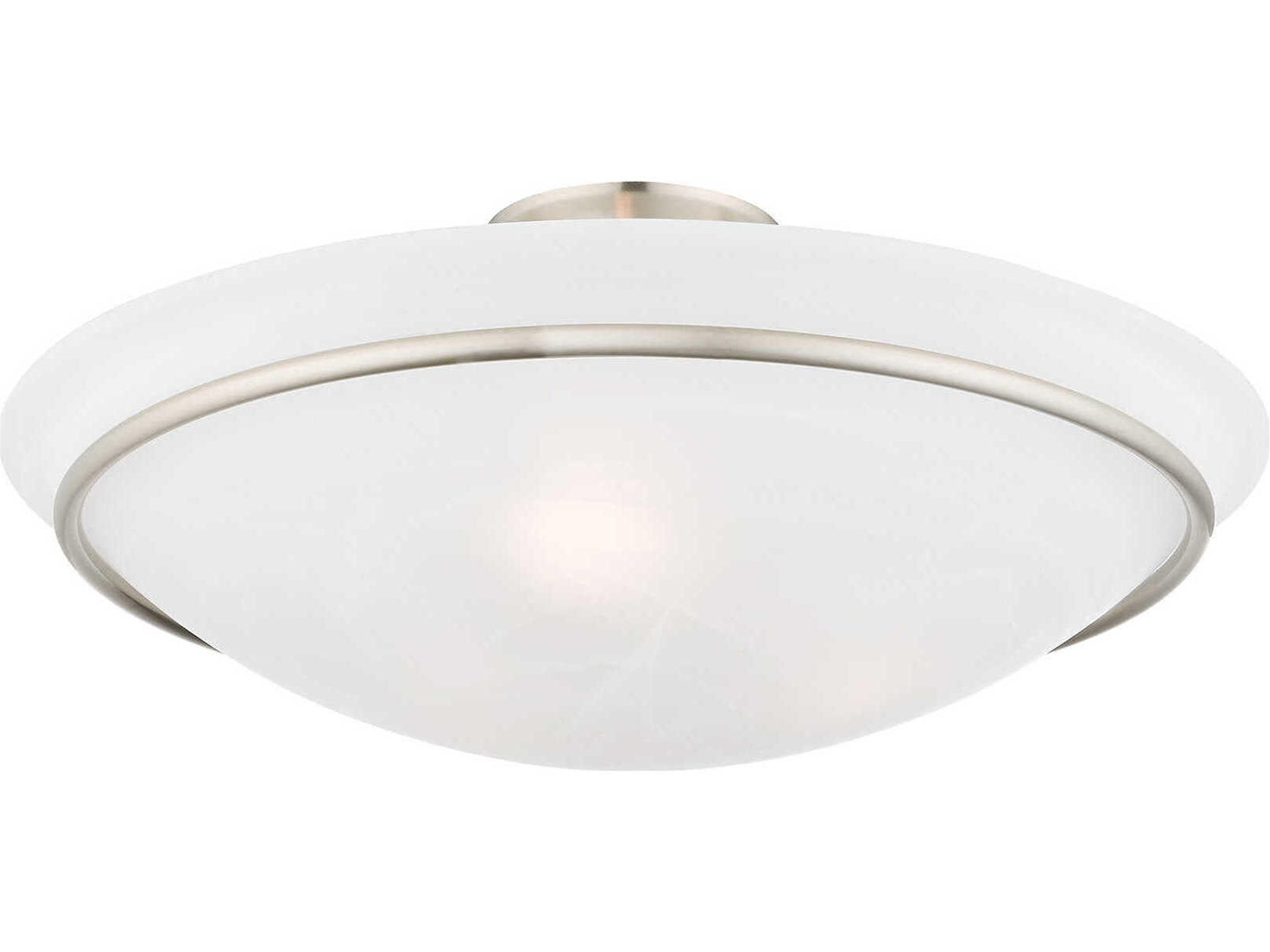 Livex Lighting Newburgh 3-Light Brushed Nickel Glass Bowl Semi Flush Mount