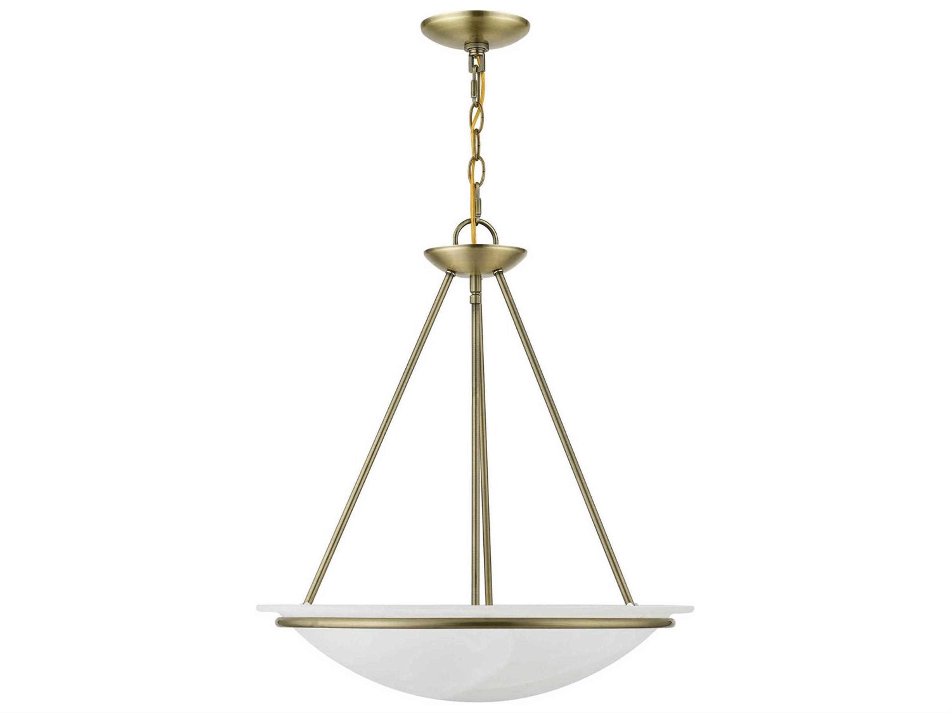 Livex Lighting Newburgh 3-Light Antique Brass Glass Bowl Pendant