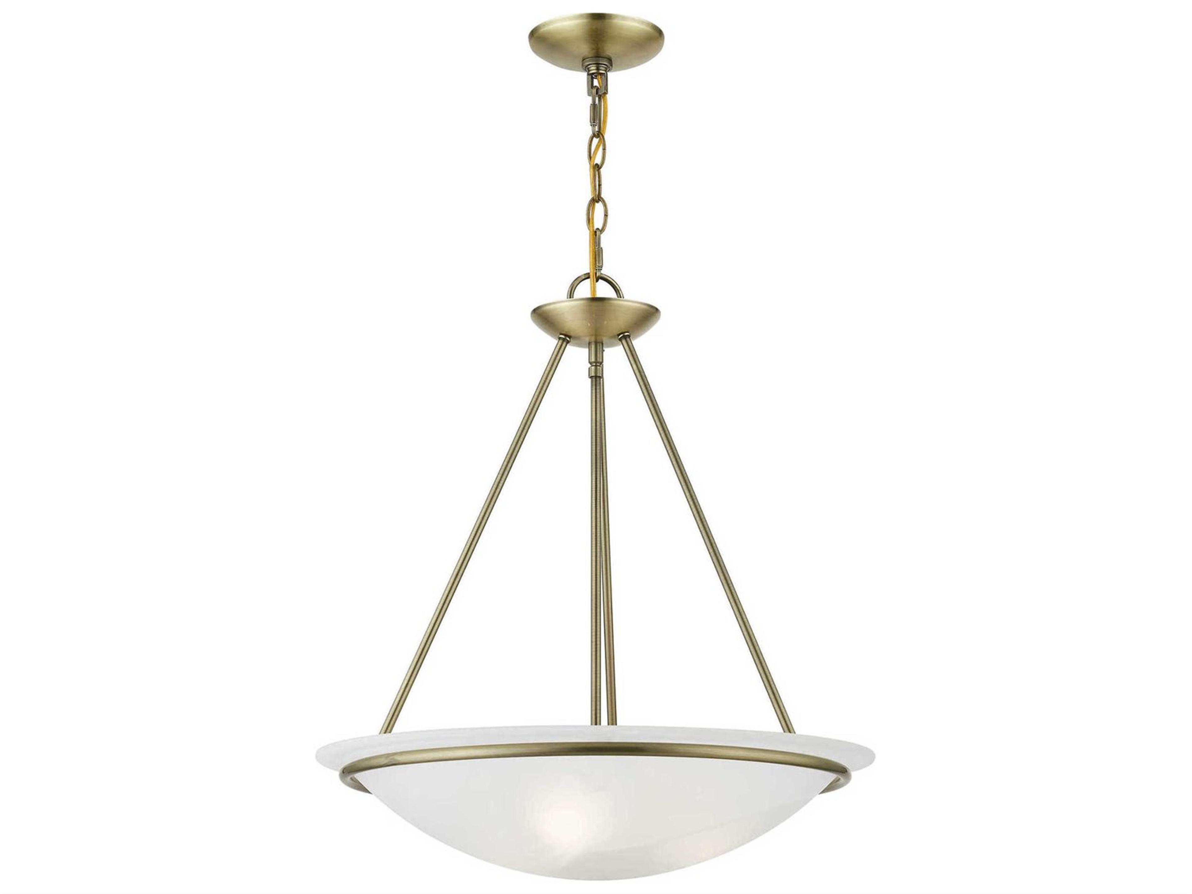 Livex Lighting Newburgh 3-Light Antique Brass Glass Bowl Pendant