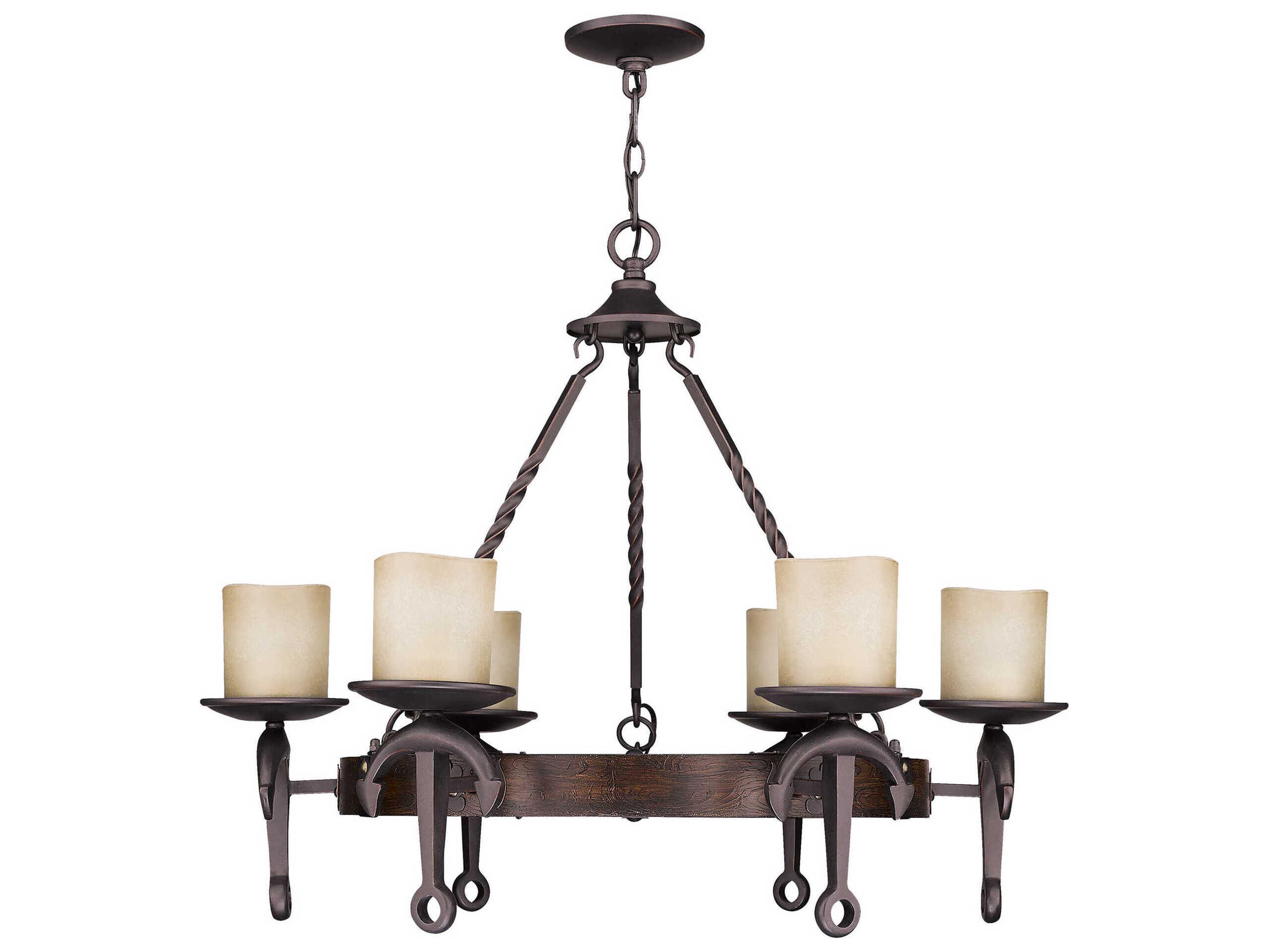 Livex Lighting Cape May 6-Light Olde Bronze Glass Drum Chandelier