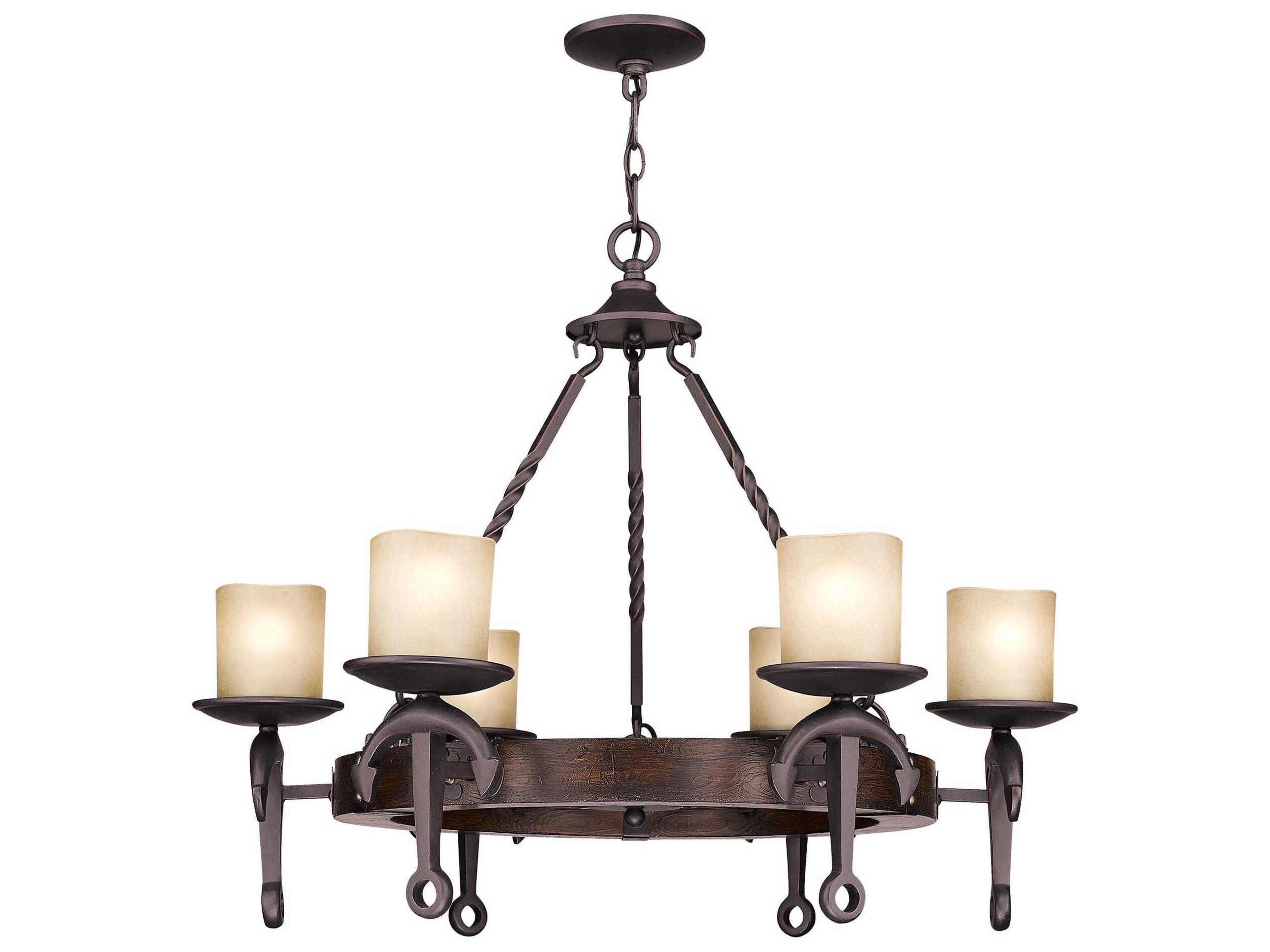 Livex Lighting Cape May 6-Light Olde Bronze Glass Drum Chandelier