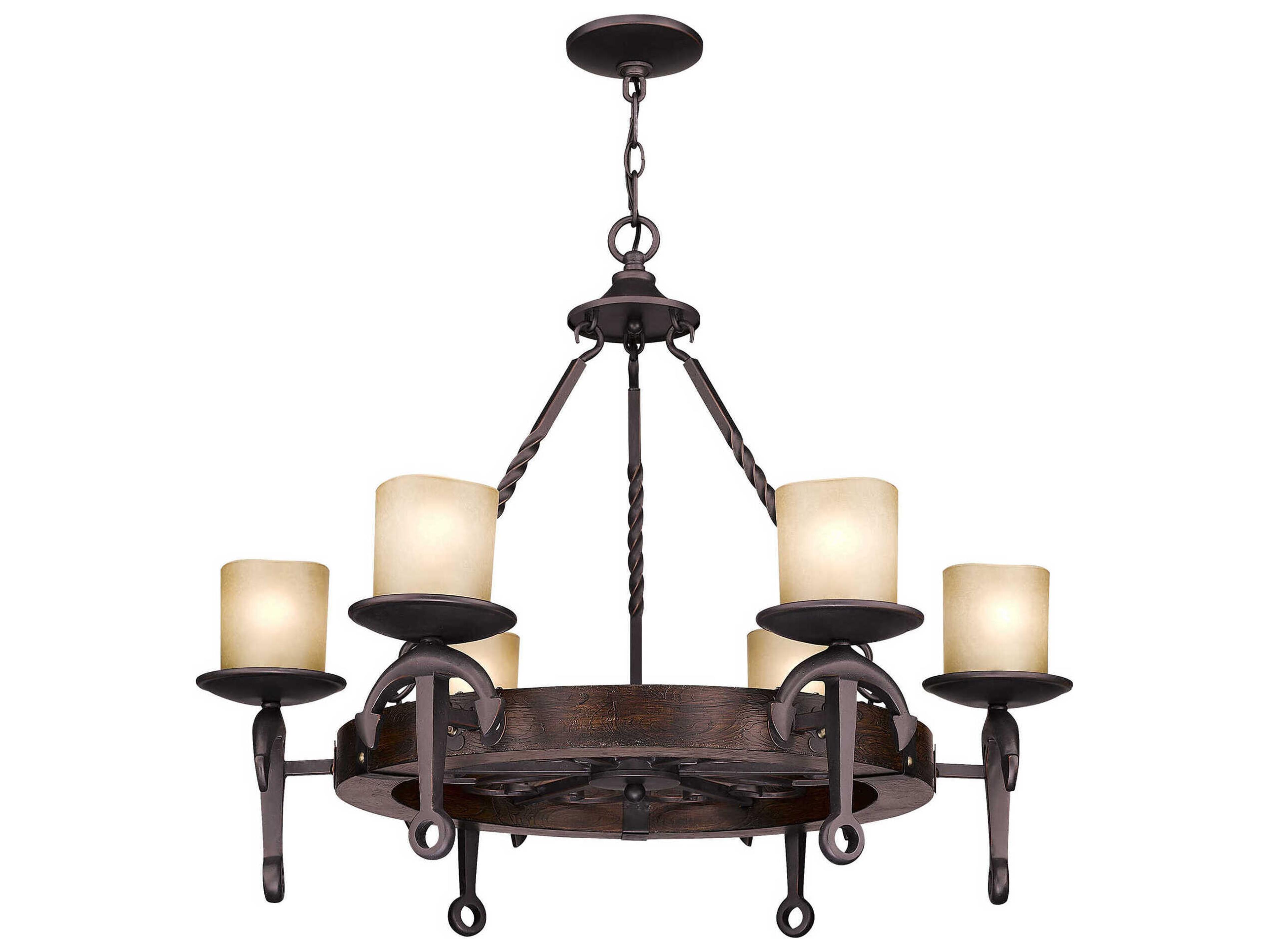 Livex Lighting Cape May 6-Light Olde Bronze Glass Drum Chandelier