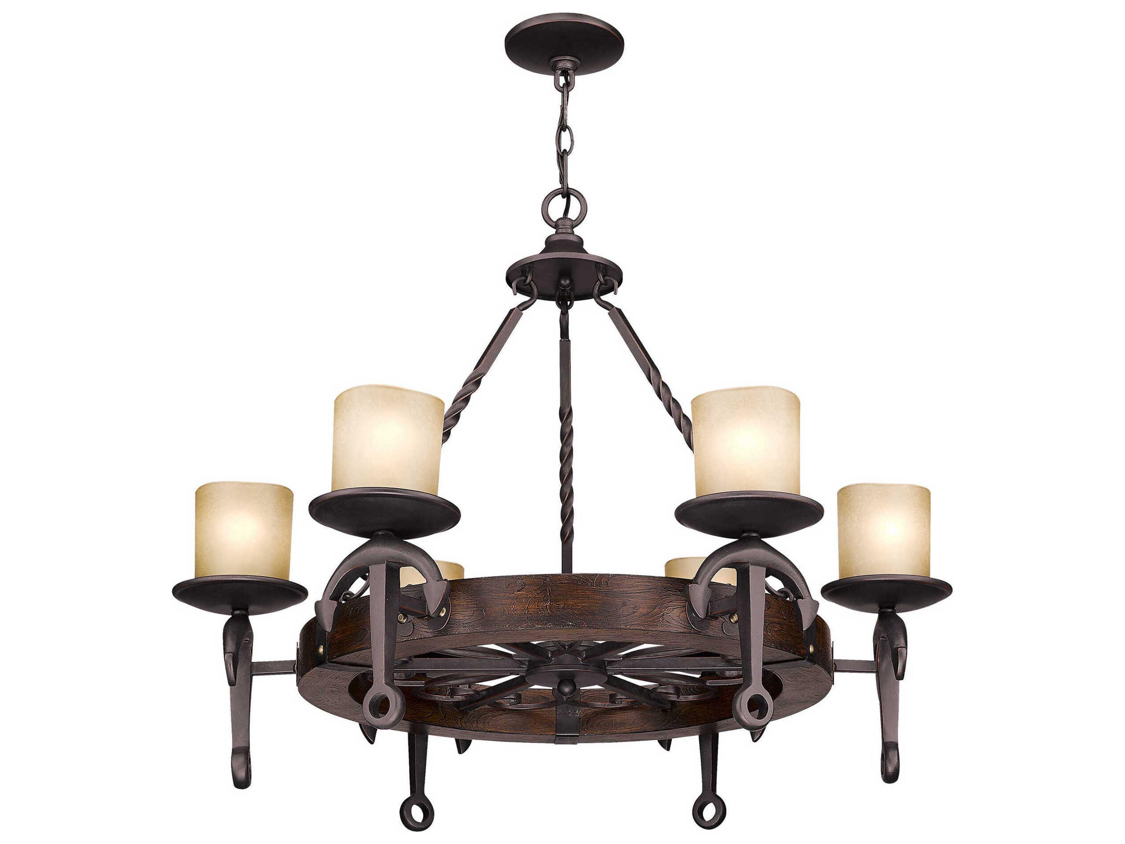 Livex Lighting Cape May 6-Light Olde Bronze Glass Drum Chandelier