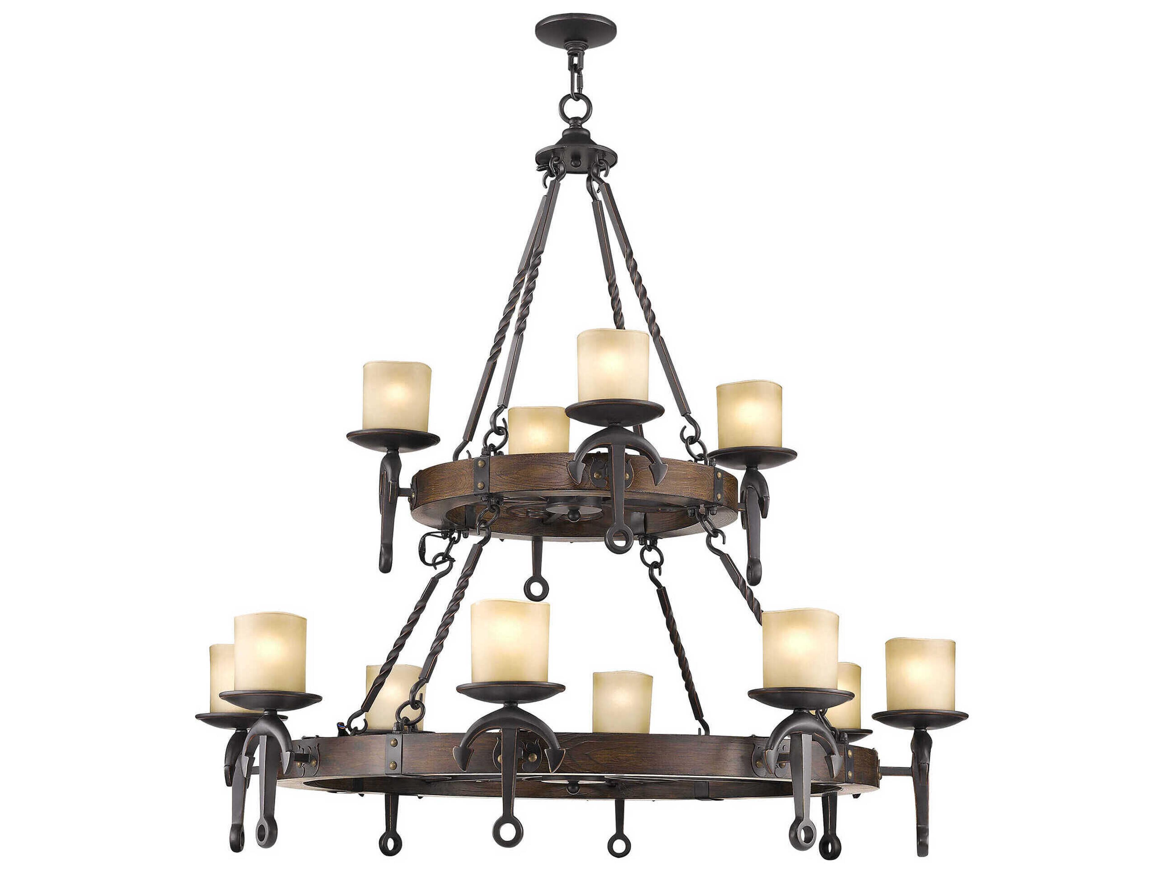 Cape May 12-Light Olde Bronze Glass Cylinder Tiered Chandelier