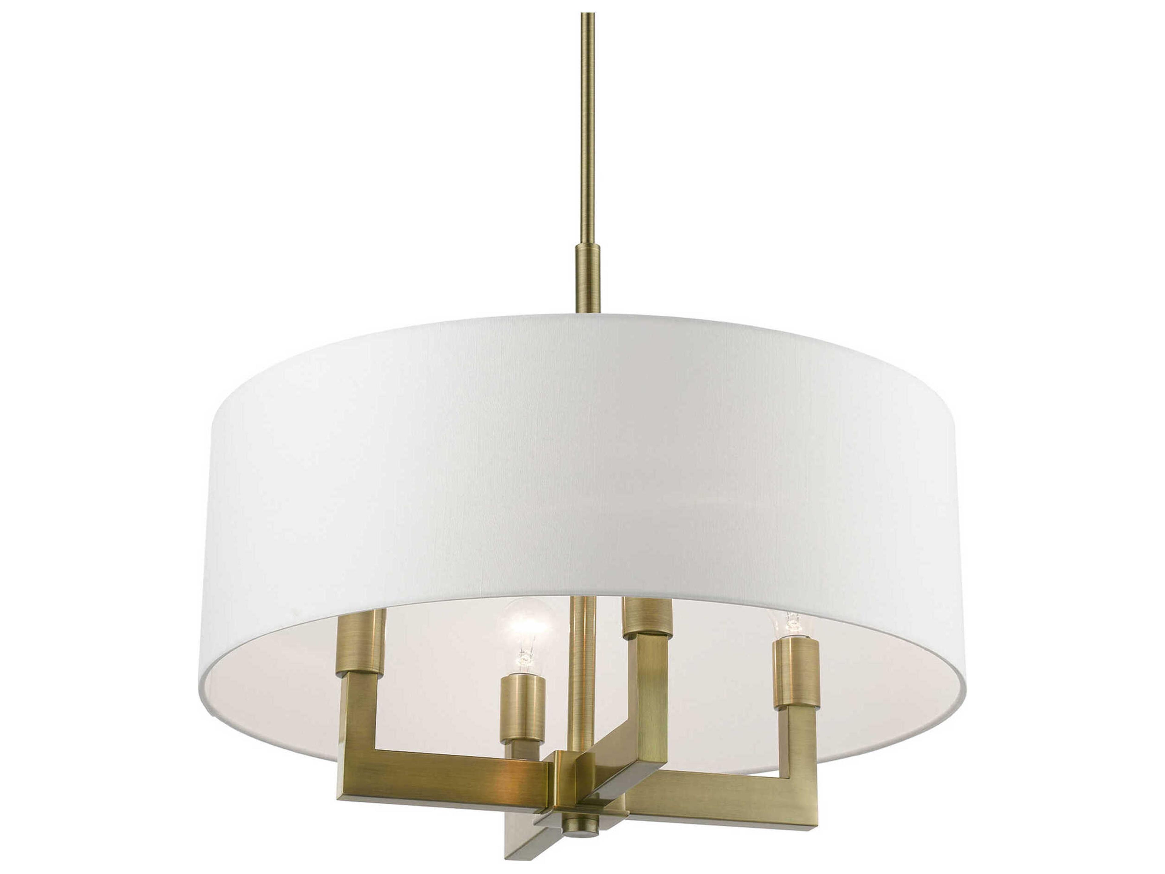Livex Lighting Cresthaven 4-Light Antique Brass Drum Chandelier