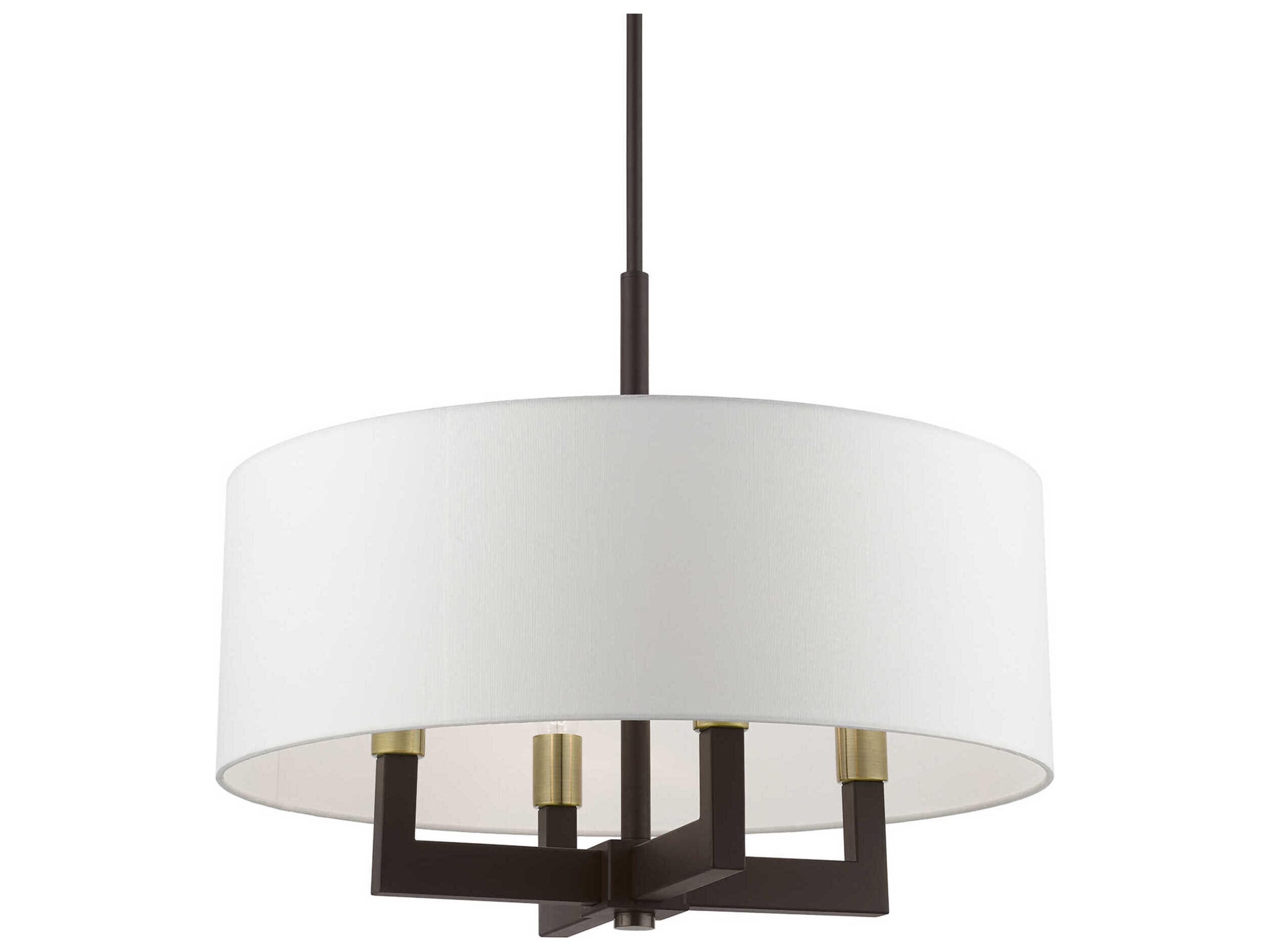 Livex Lighting Cresthaven 4-Light Bronze Antique Brass Drum Chandelier