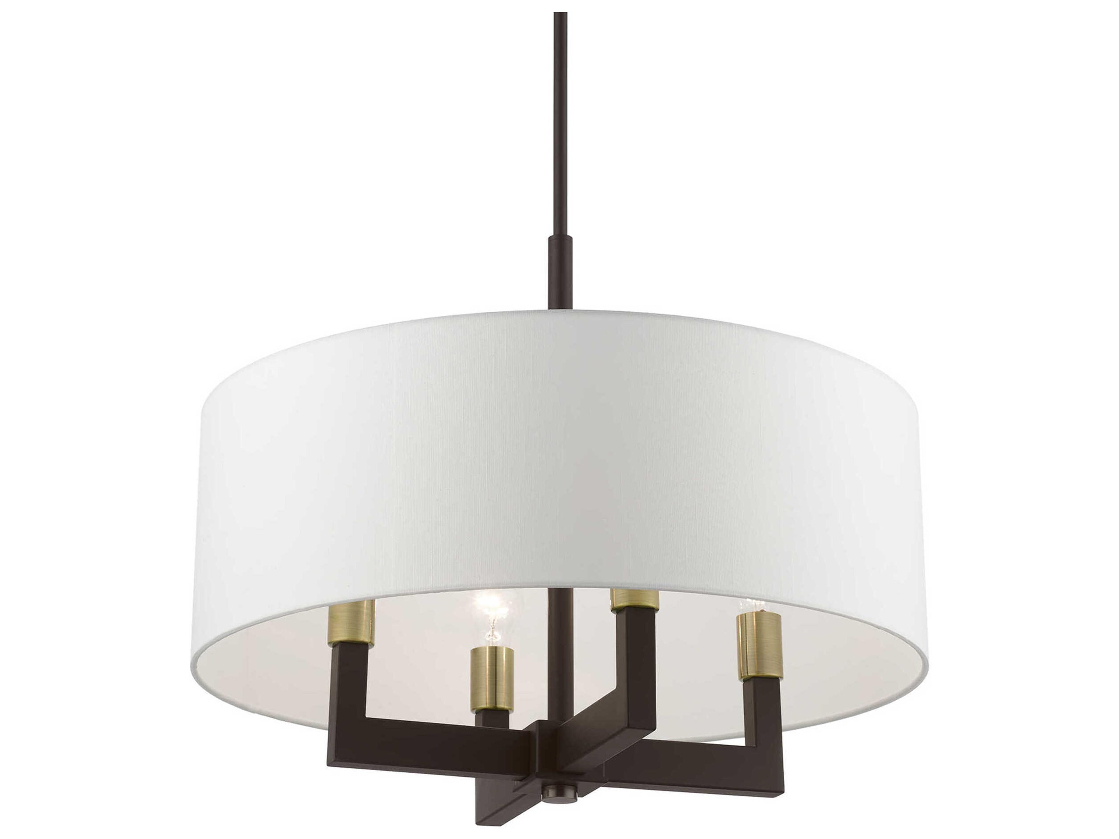 Livex Lighting Cresthaven 4-Light Bronze Antique Brass Drum Chandelier