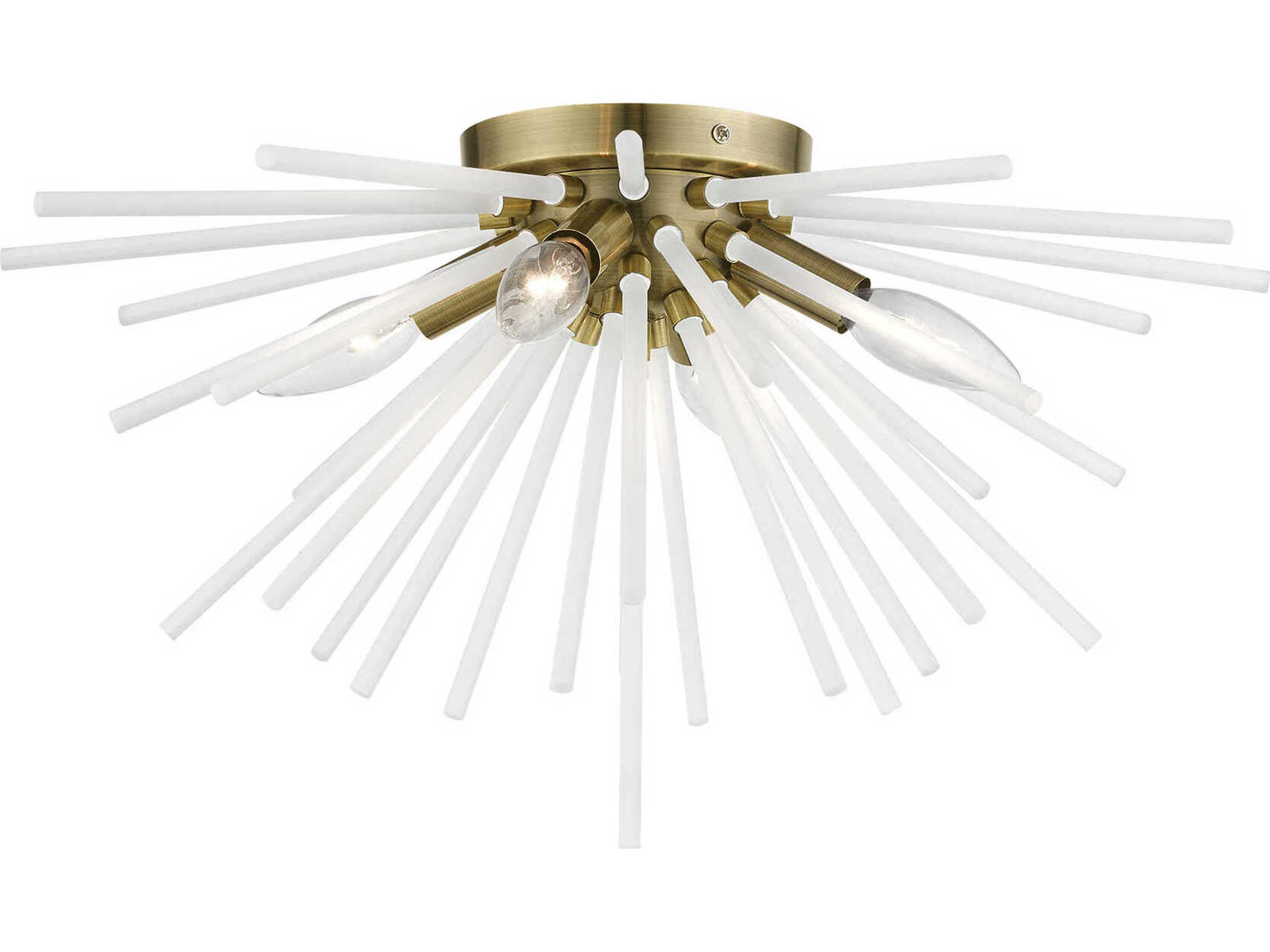 Uptown 4-Light Antique Brass Glass Sputnik Flush Mount