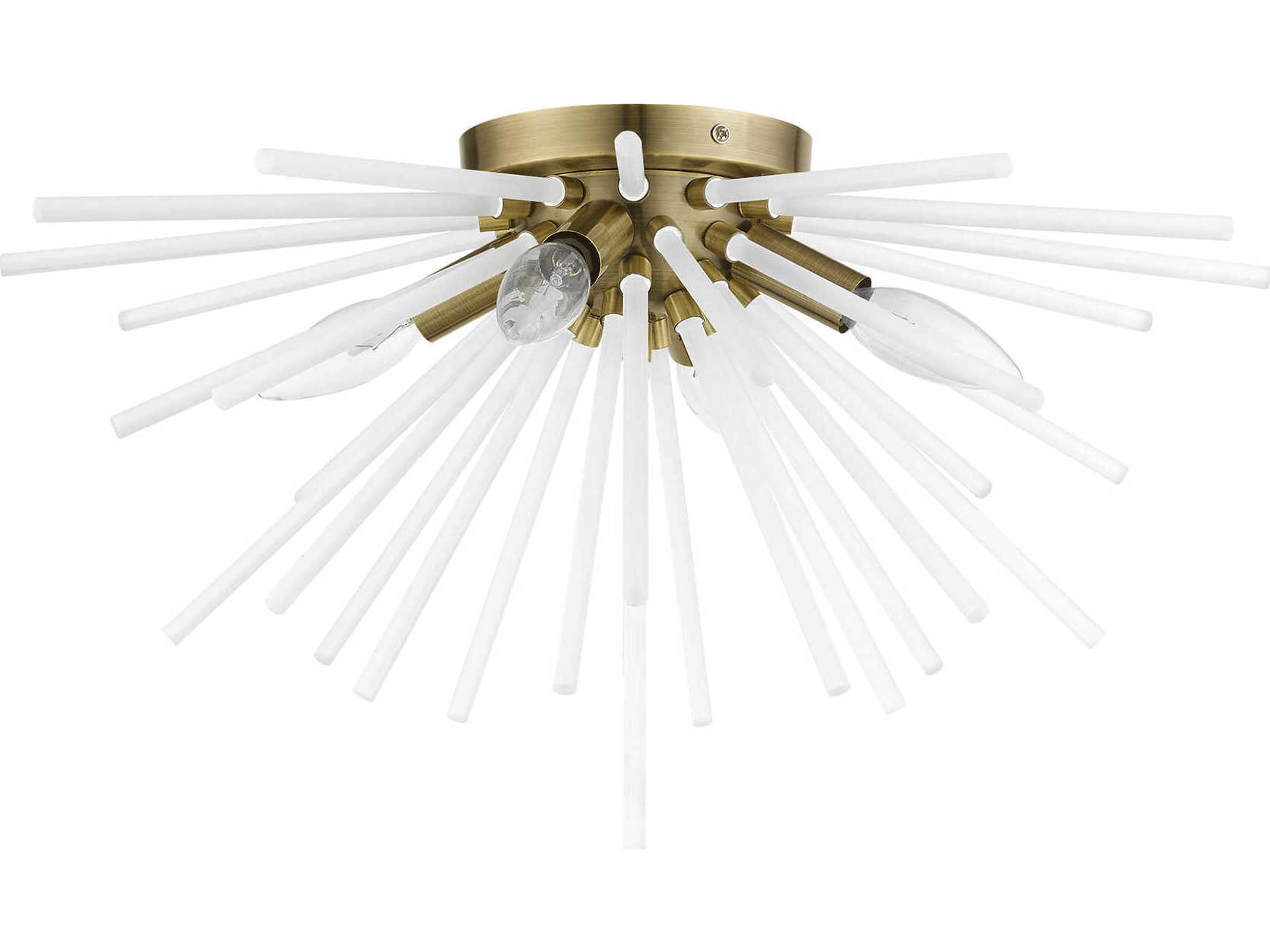 Livex Lighting Uptown 4-Light Antique Brass Glass Sputnik Flush Mount