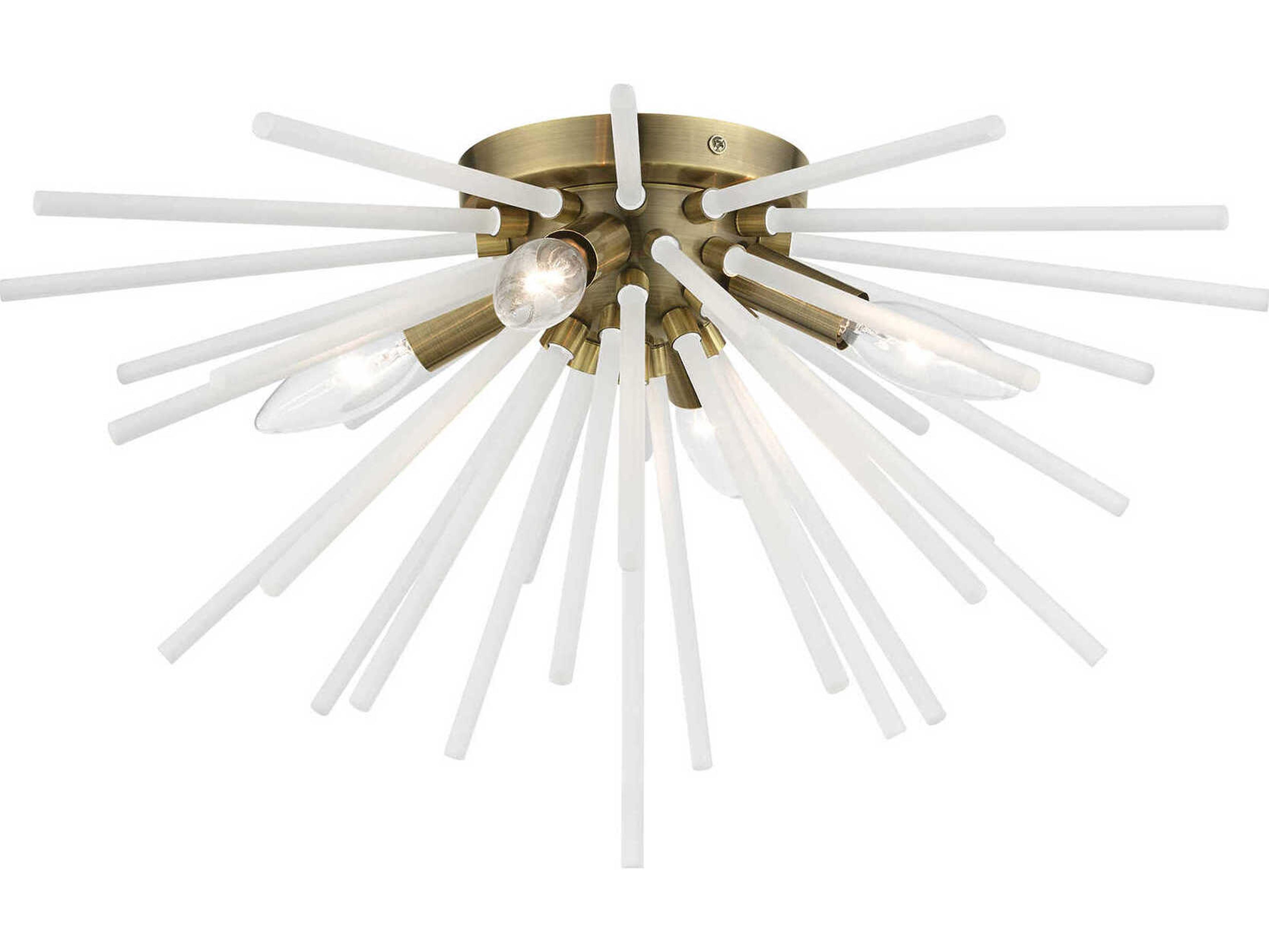 Livex Lighting Uptown 4-Light Antique Brass Glass Sputnik Flush Mount