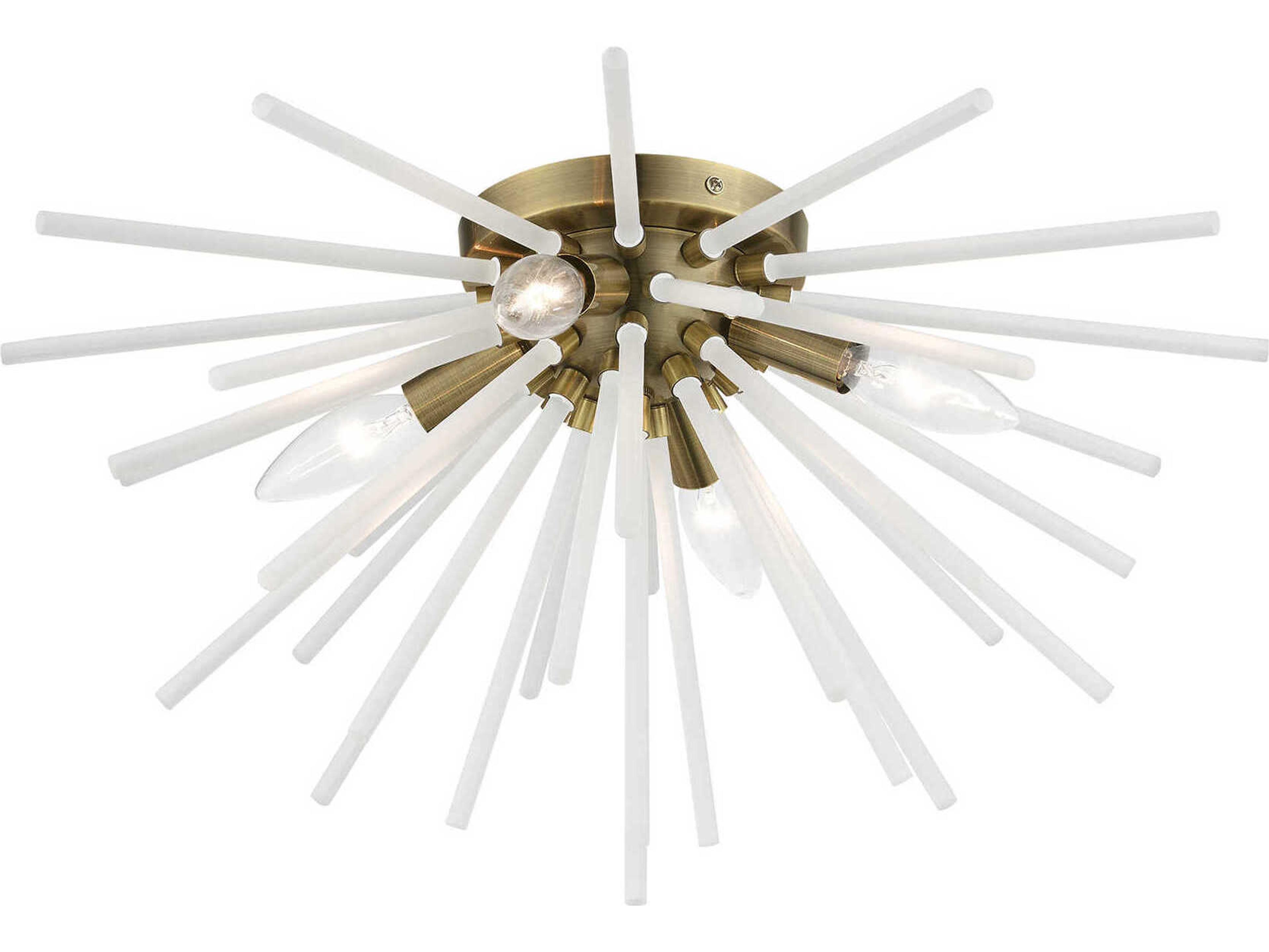 Livex Lighting Uptown 4-Light Antique Brass Glass Sputnik Flush Mount