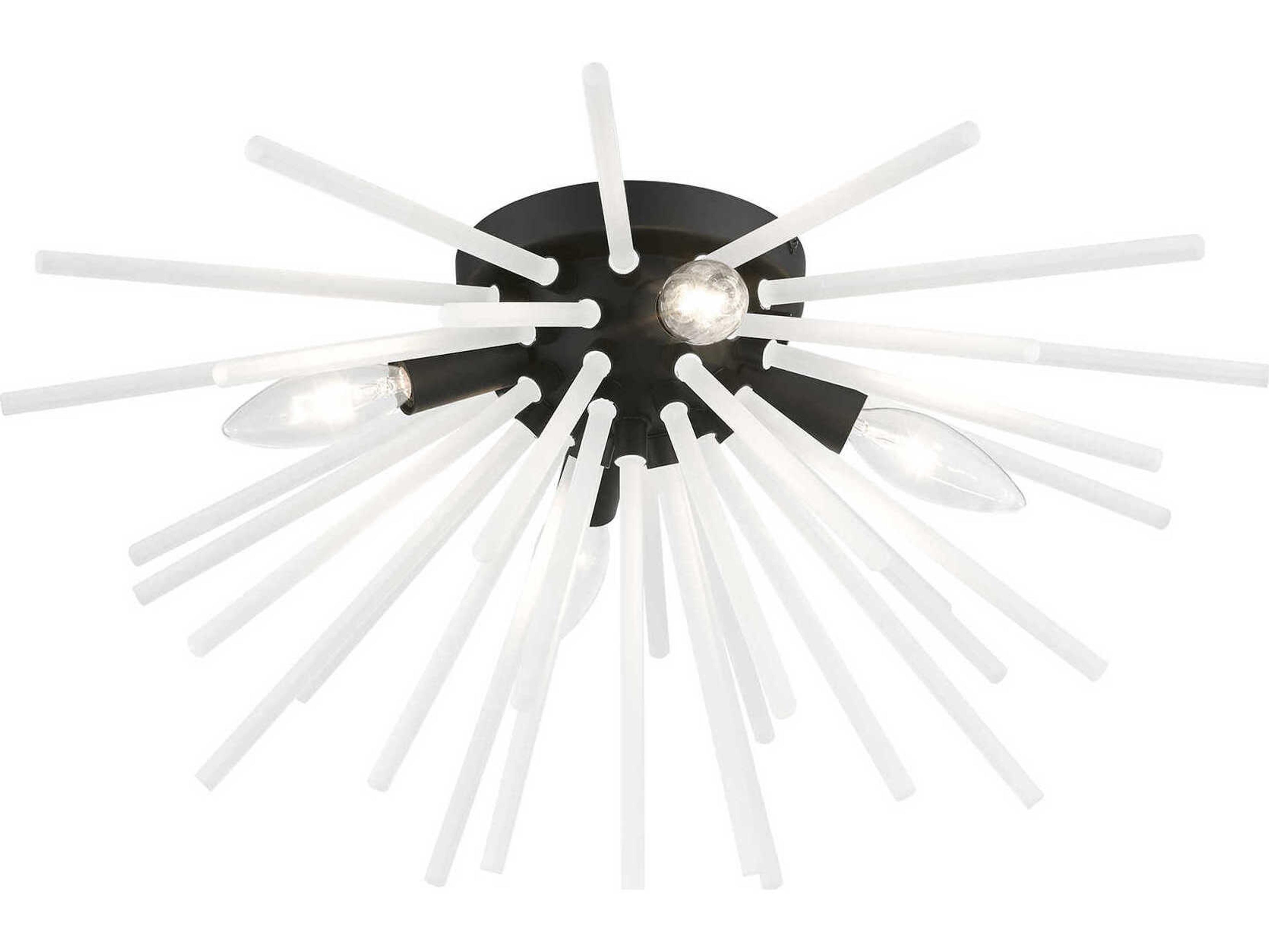 Livex Lighting Uptown 4-Light Black Glass Sputnik Flush Mount