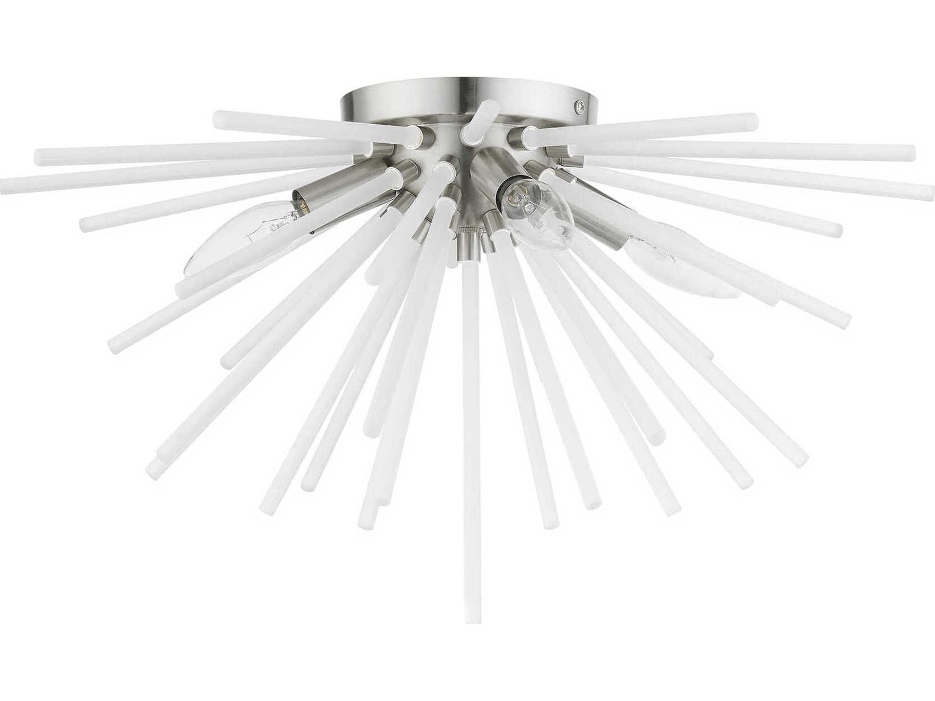 Livex Lighting Uptown 4-Light Brushed Nickel Glass Sputnik Flush Mount