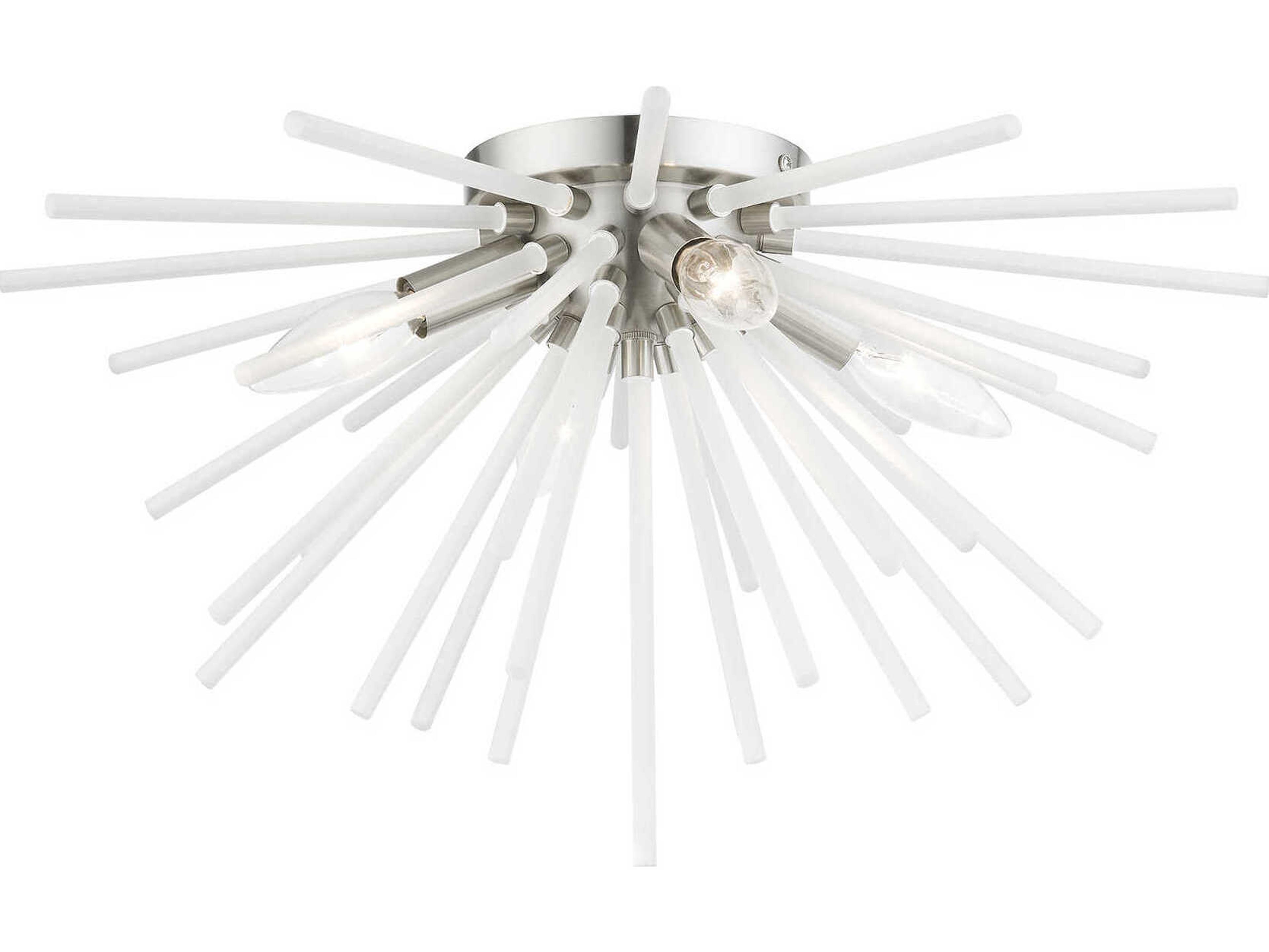 Livex Lighting Uptown 4-Light Brushed Nickel Glass Sputnik Flush Mount