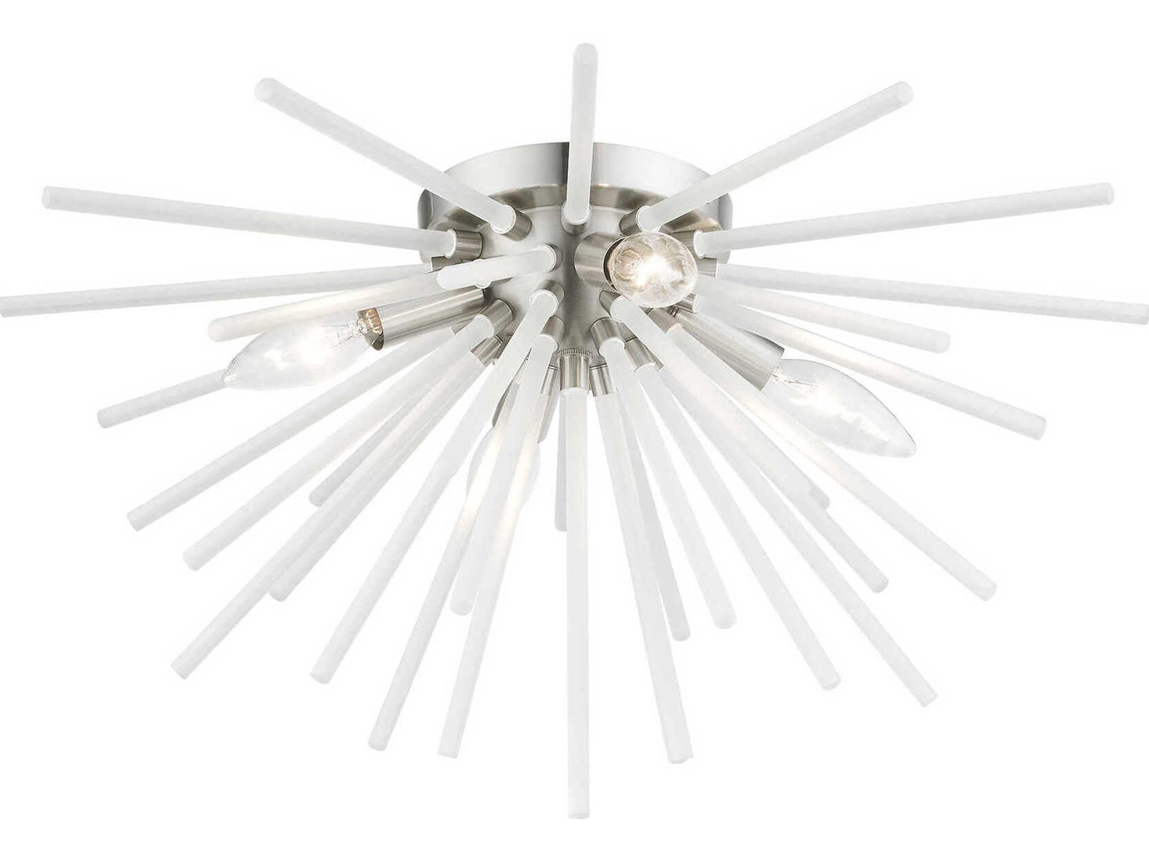 Livex Lighting Uptown 4-Light Brushed Nickel Glass Sputnik Flush Mount