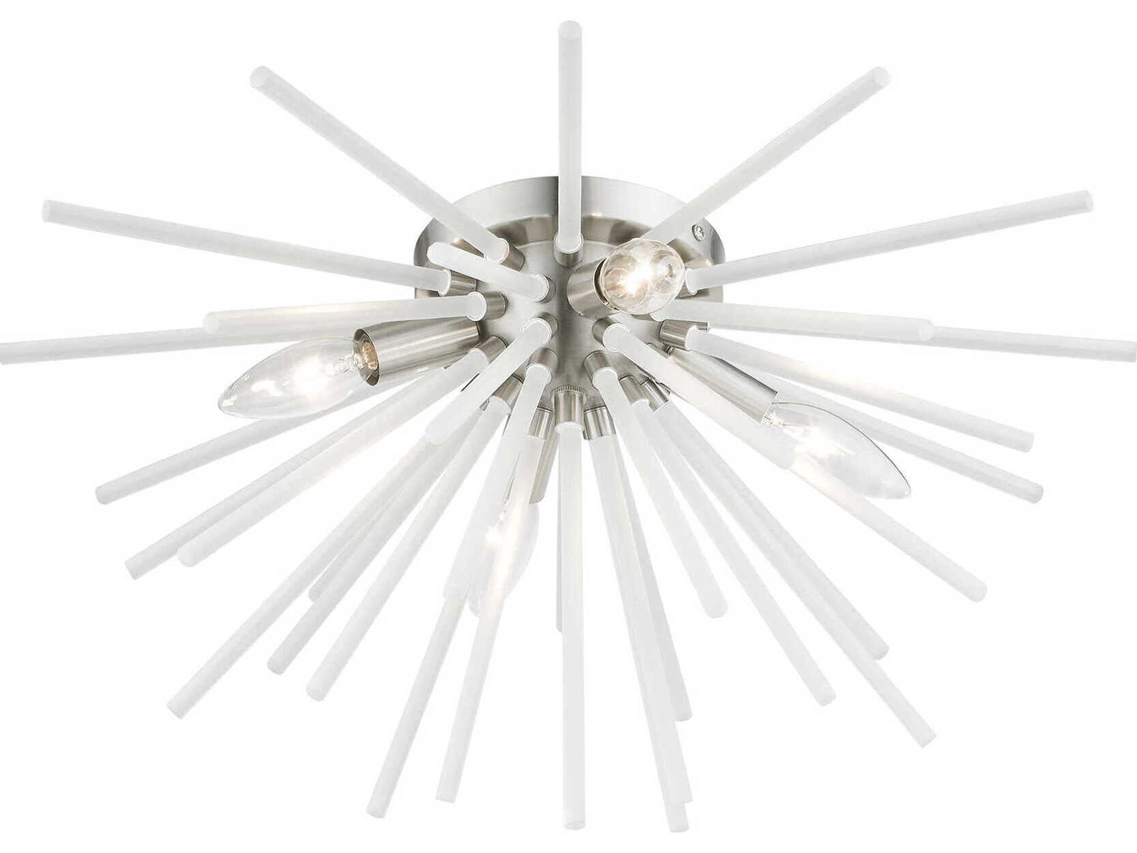 Livex Lighting Uptown 4-Light Brushed Nickel Glass Sputnik Flush Mount