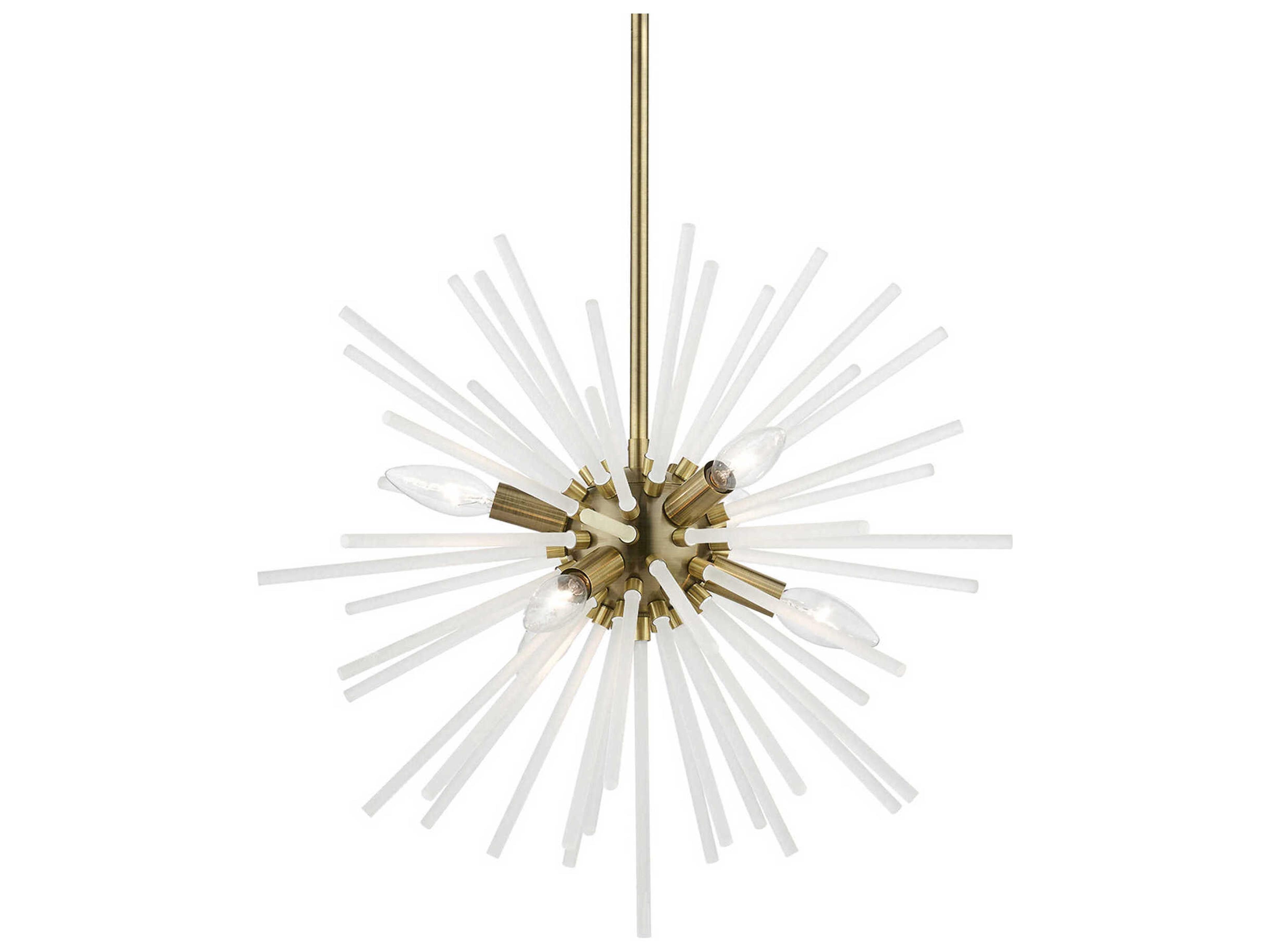 Livex Lighting Uptown 6-Light Antique Brass Glass Sputnik Pendant
