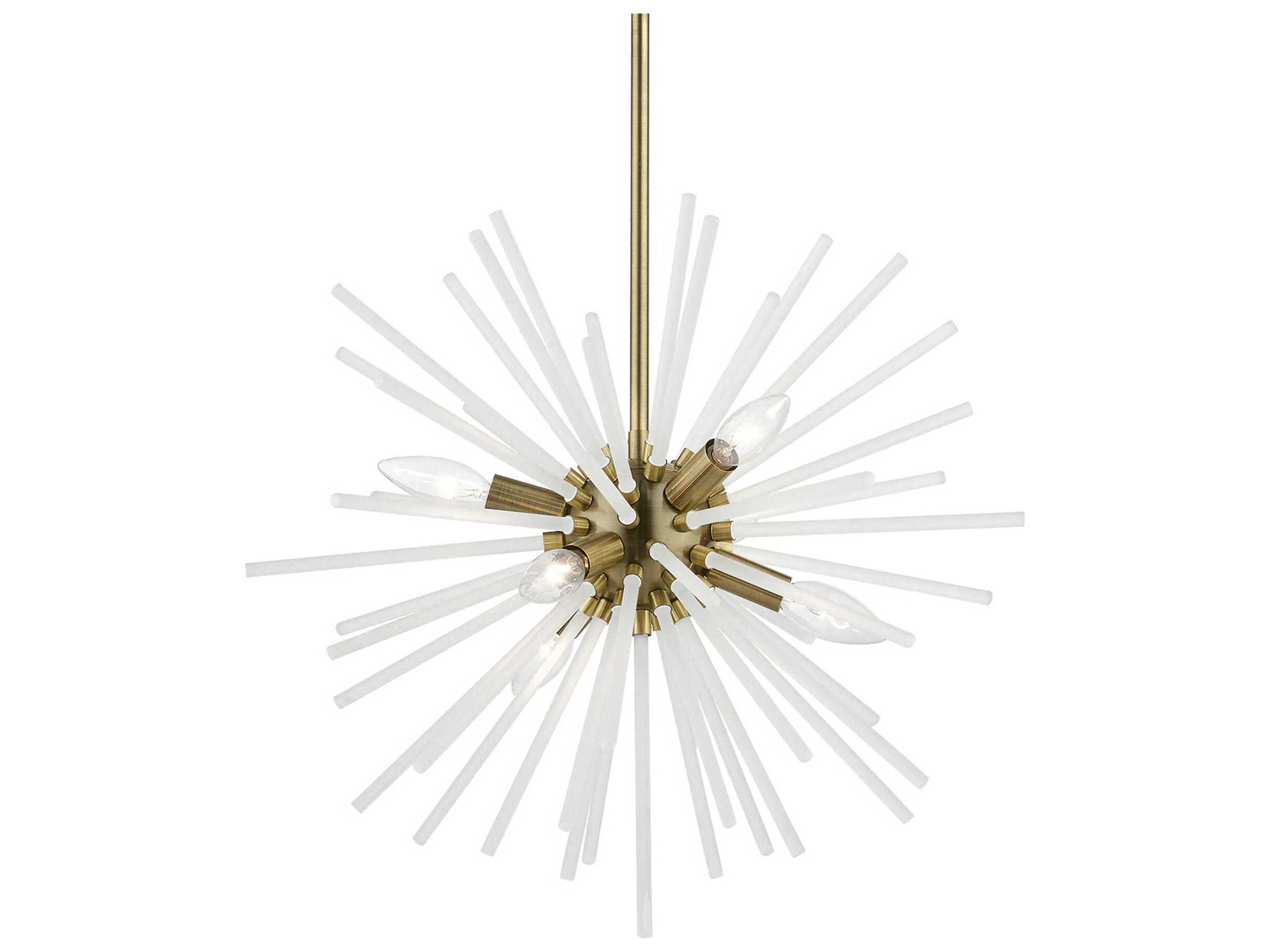 Livex Lighting Uptown 6-Light Antique Brass Glass Sputnik Pendant