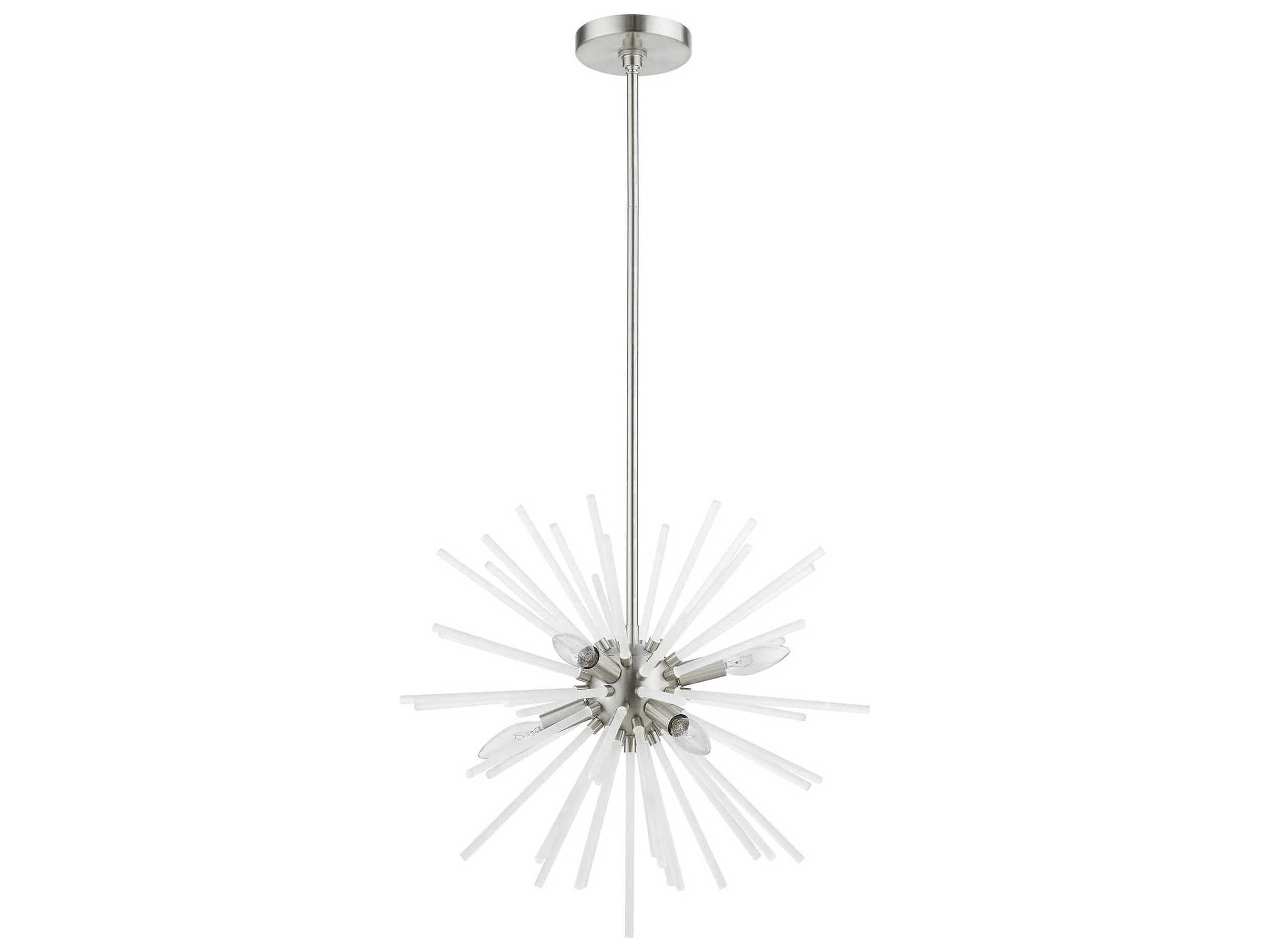 Livex Lighting Uptown 6-Light Brushed Nickel Glass Sputnik Pendant