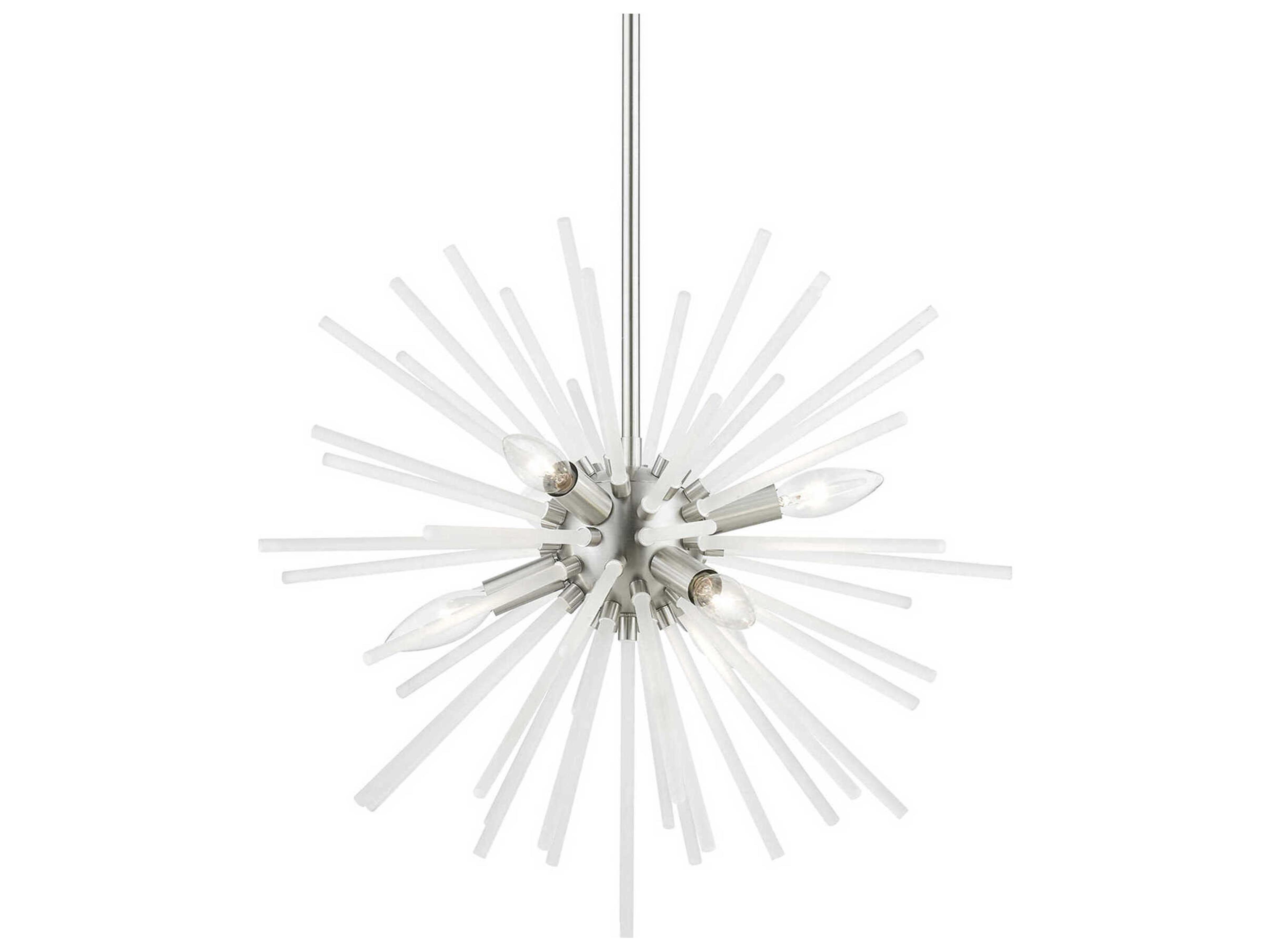 Livex Lighting Uptown 6-Light Brushed Nickel Glass Sputnik Pendant