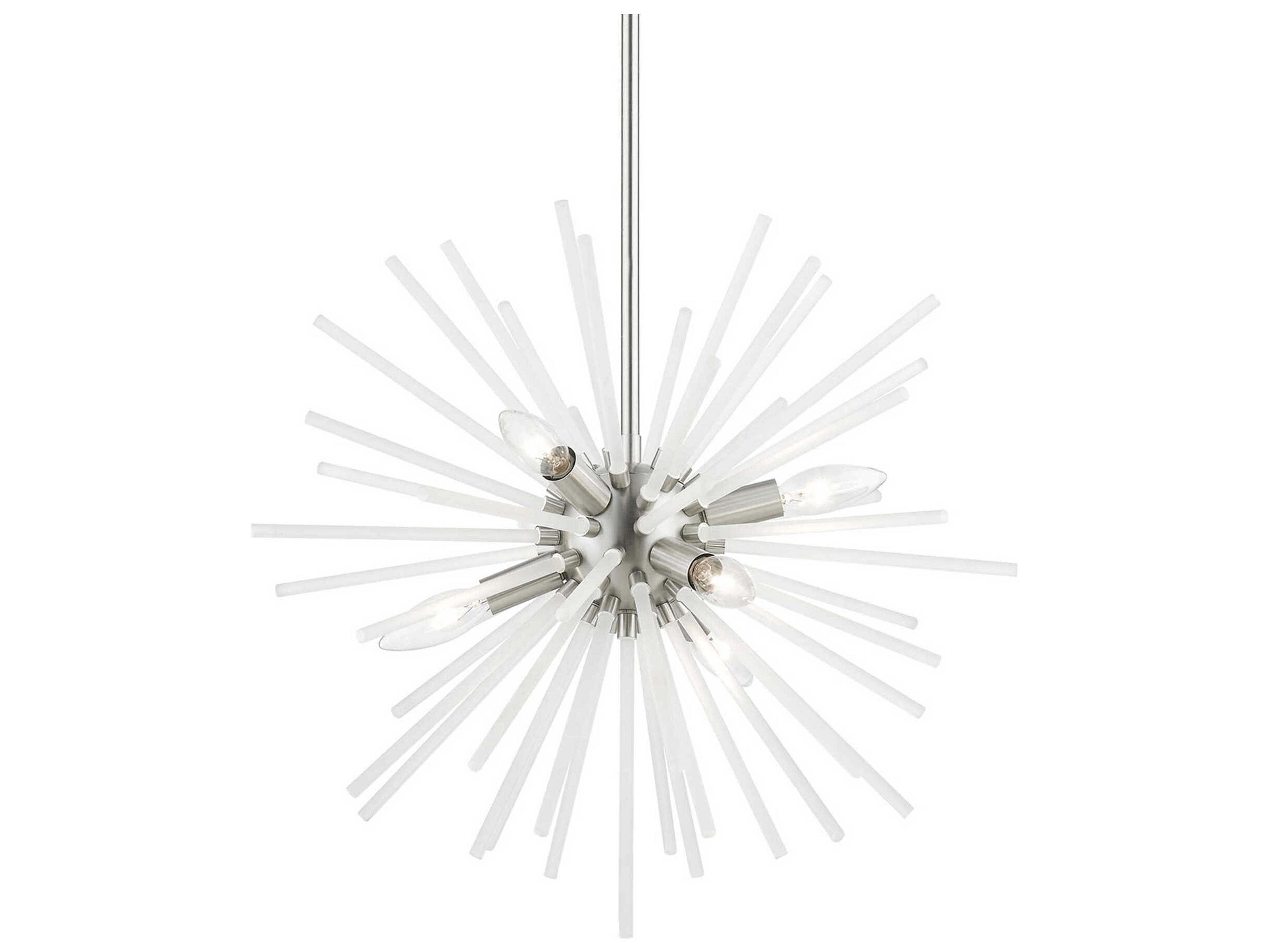 Livex Lighting Uptown 6-Light Brushed Nickel Glass Sputnik Pendant