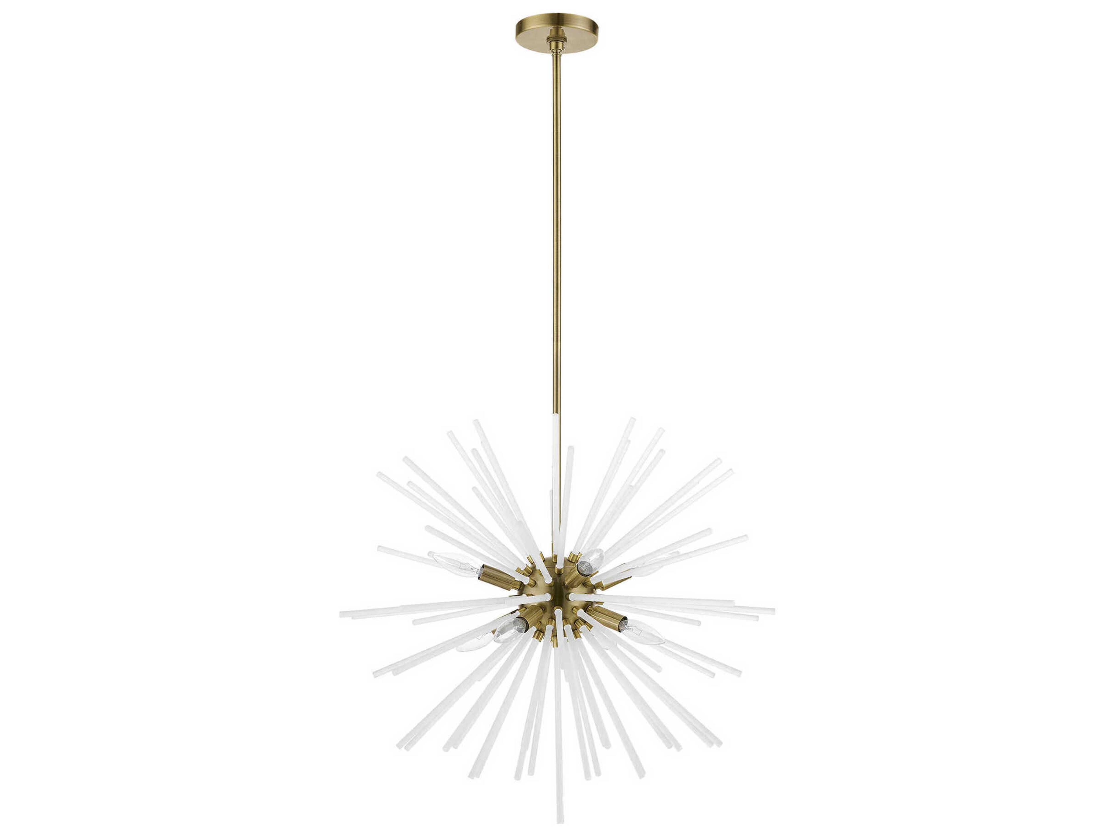 Livex Lighting Uptown 8-Light Antique Brass Glass Sputnik Pendant