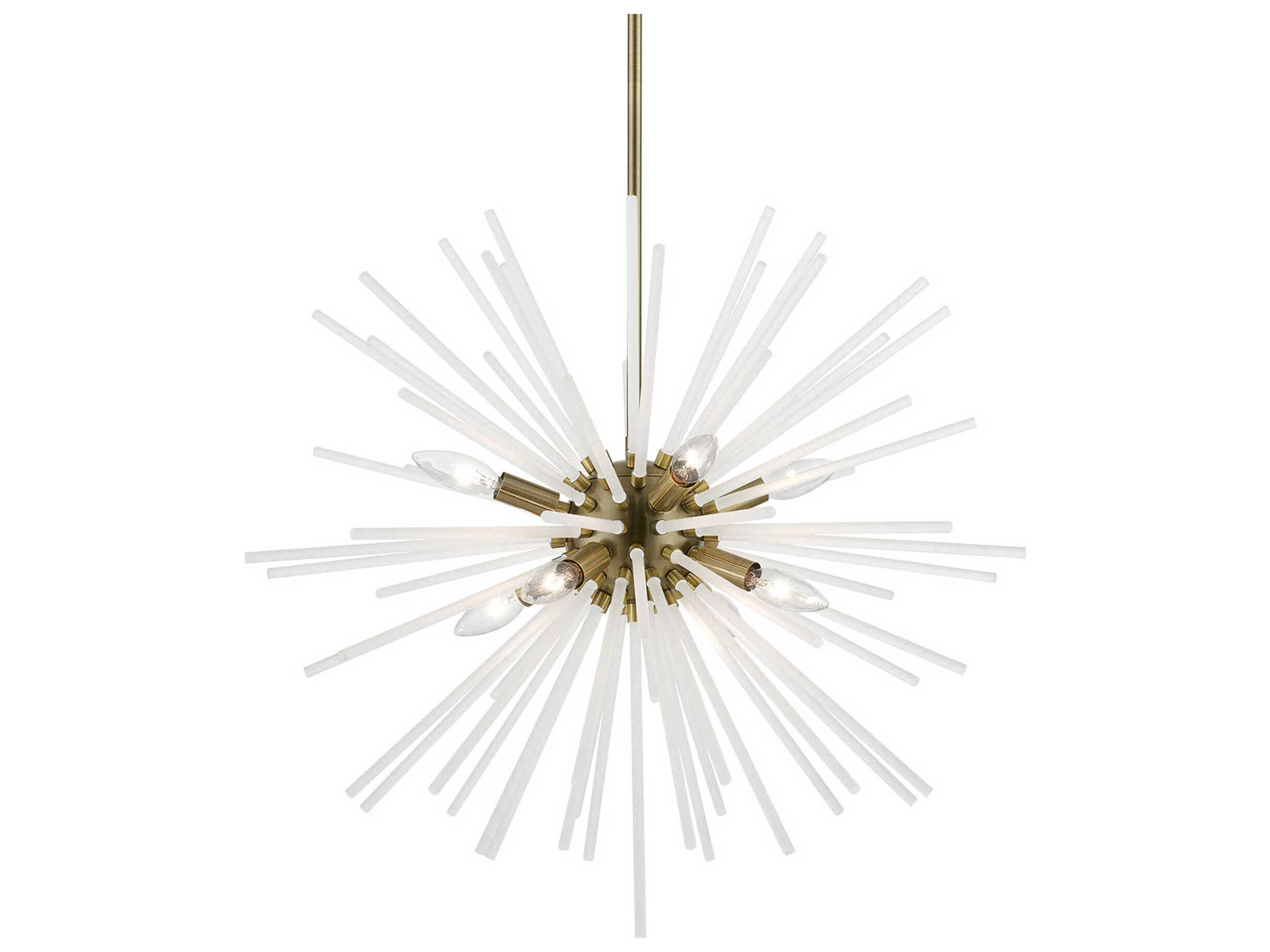 Livex Lighting Uptown 8-Light Antique Brass Glass Sputnik Pendant