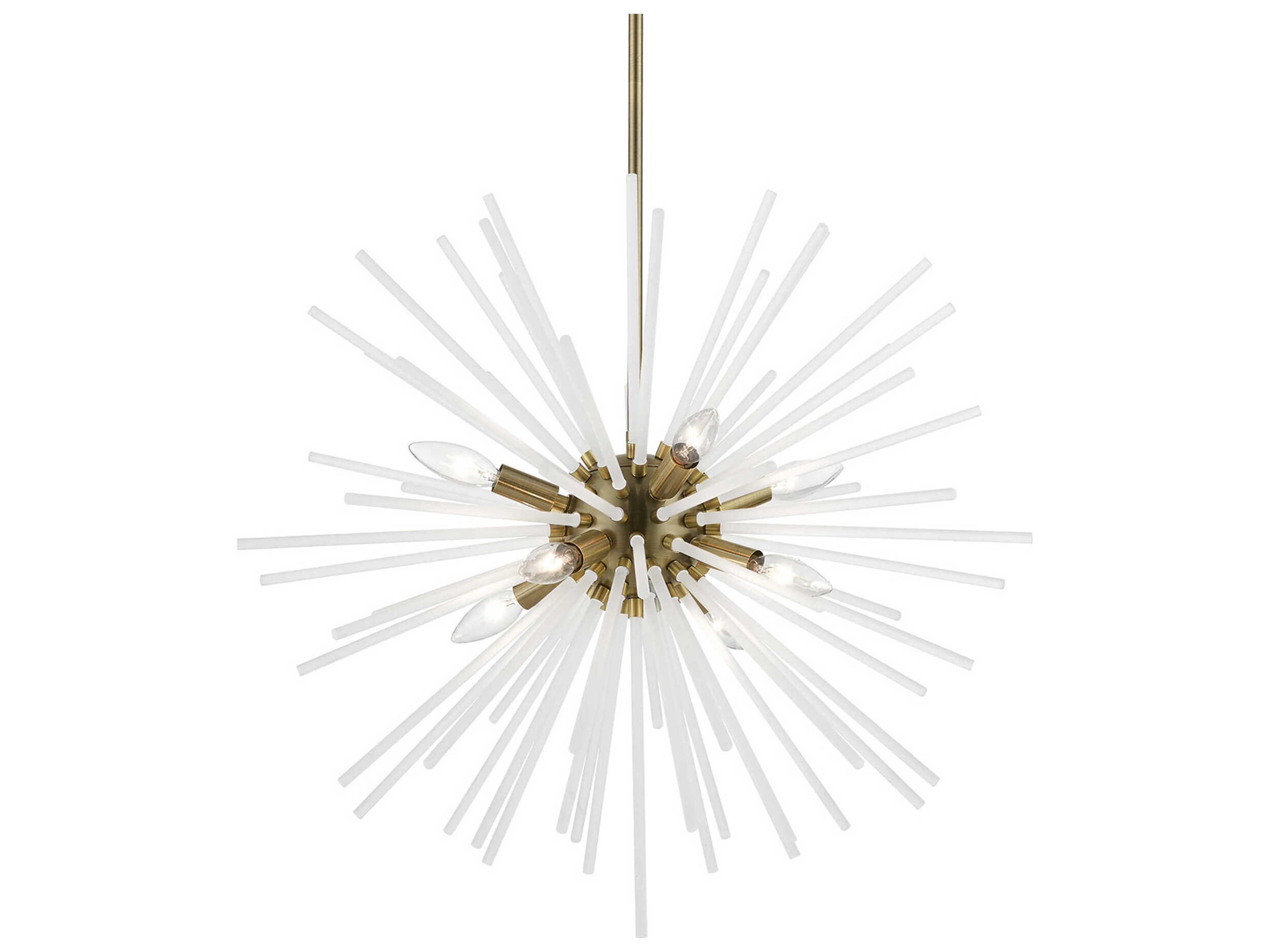 Livex Lighting Uptown 8-Light Antique Brass Glass Sputnik Pendant