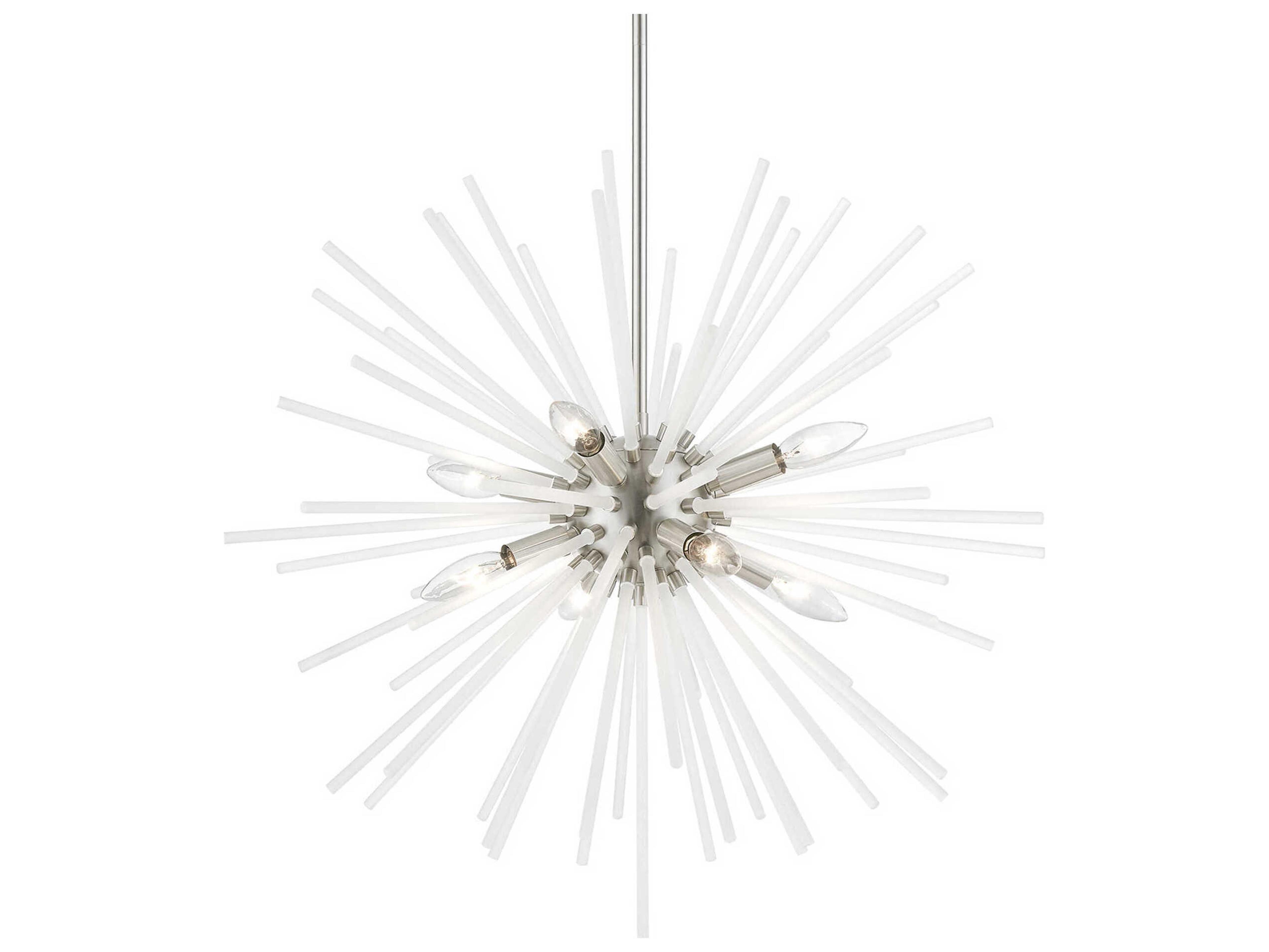 Livex Lighting Uptown 8-Light Brushed Nickel Glass Sputnik Pendant